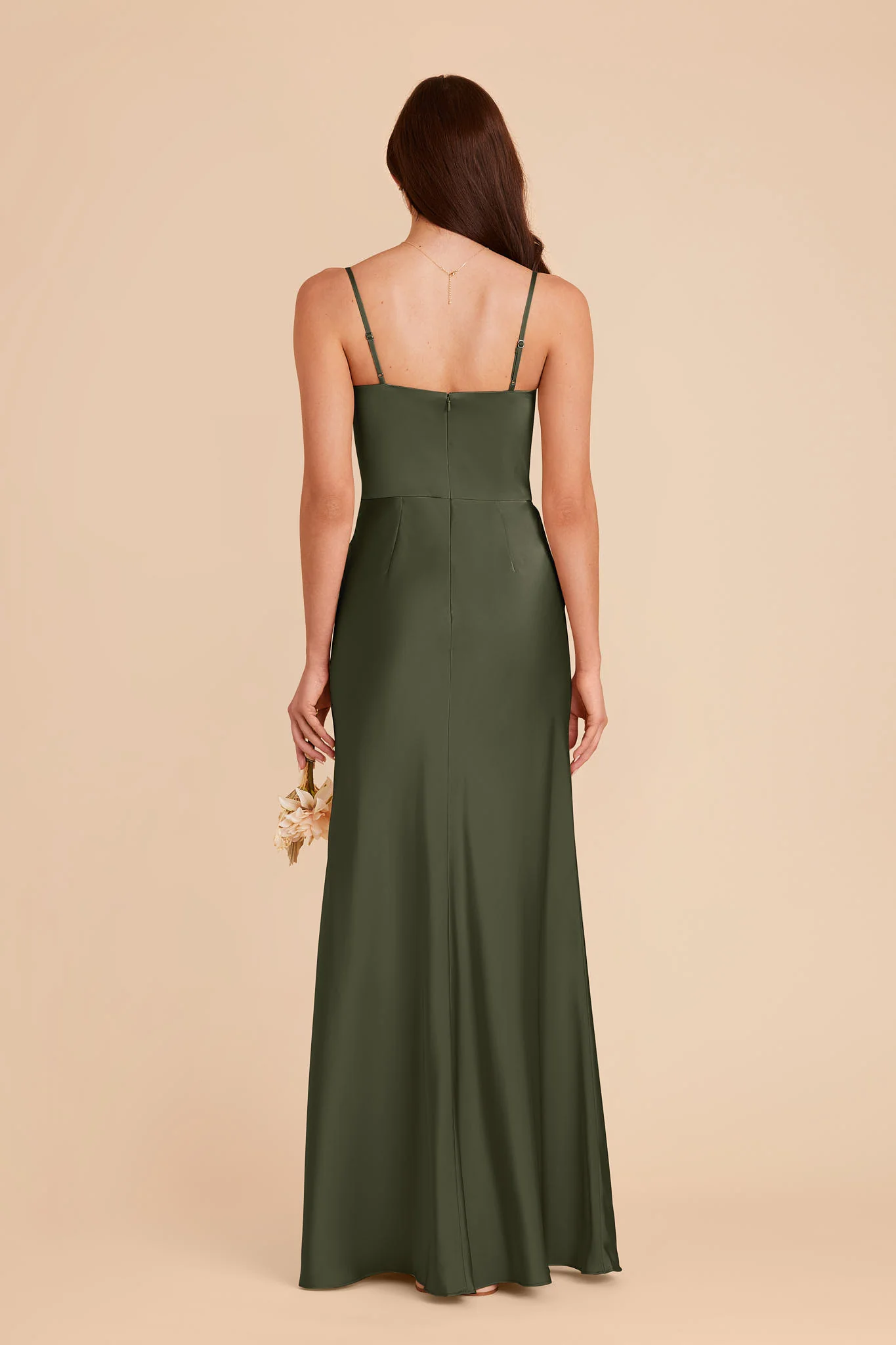 Mai Matte Satin Dress - Olive - Image 3