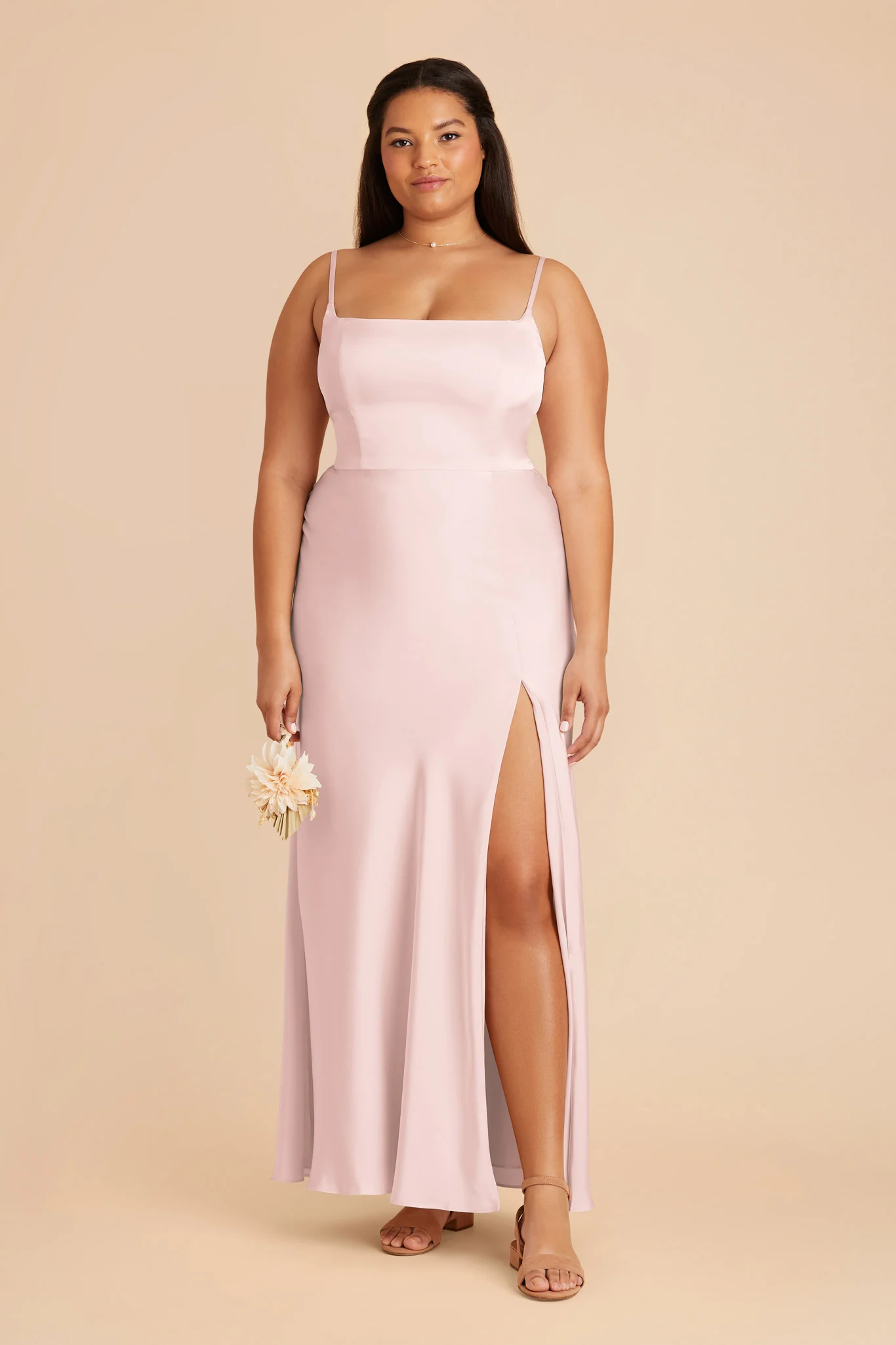 Mai Matte Satin Dress - Pale Blush - Image 2