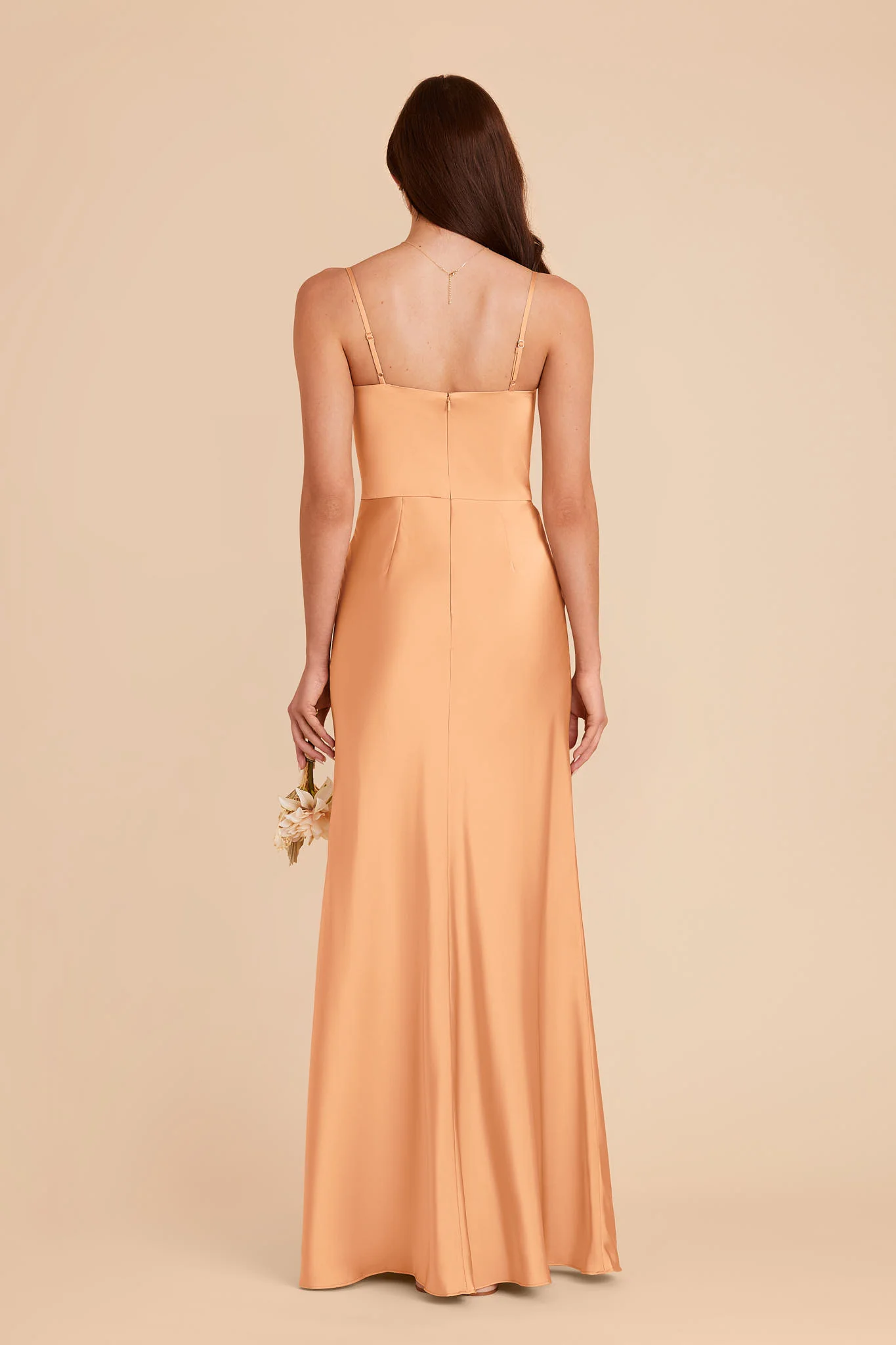 Mai Matte Satin Dress - Peach - Image 4