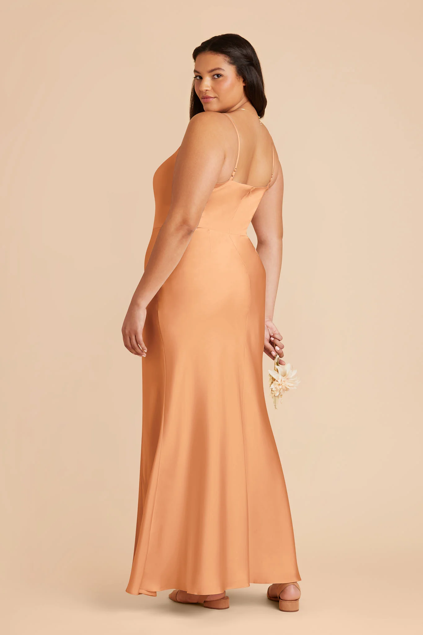 Mai Matte Satin Dress - Peach - Image 6