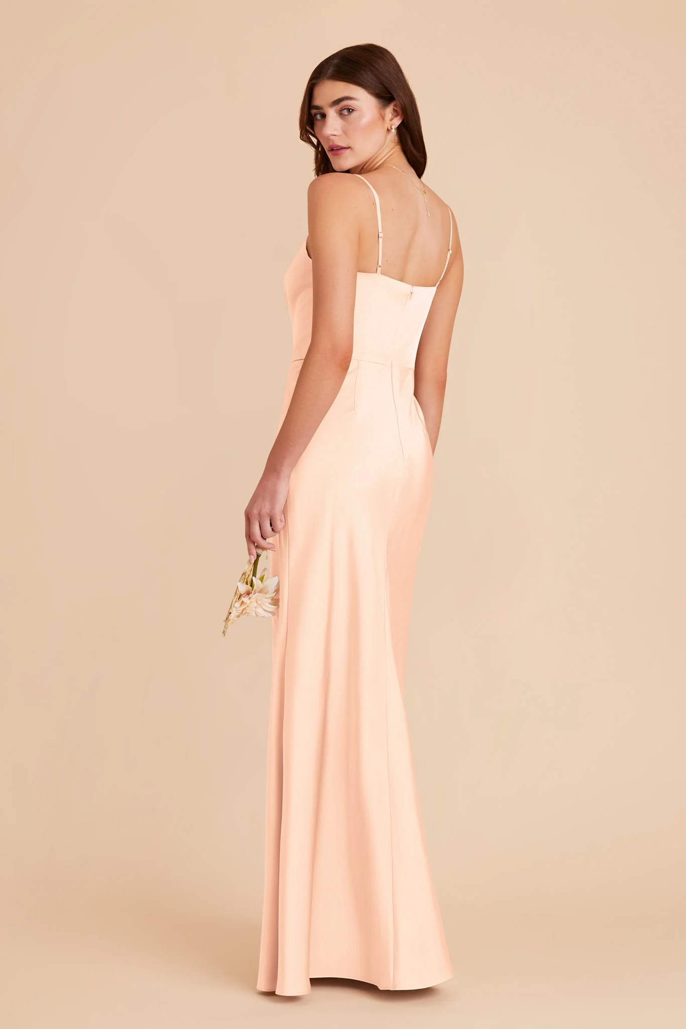 Mai Matte Satin Dress - Peach Cream - Image 4