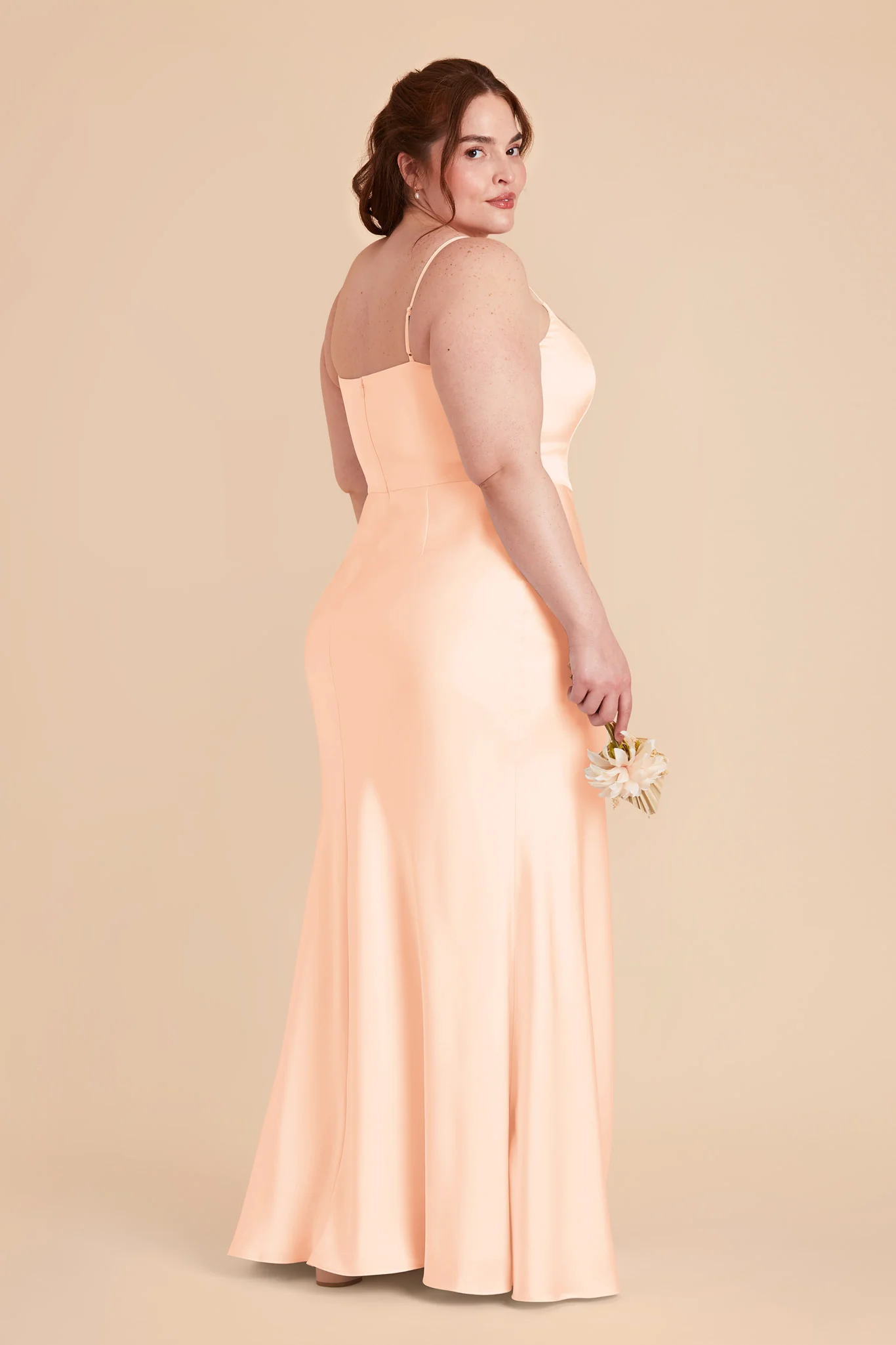 Mai Matte Satin Dress - Peach Cream - Image 8