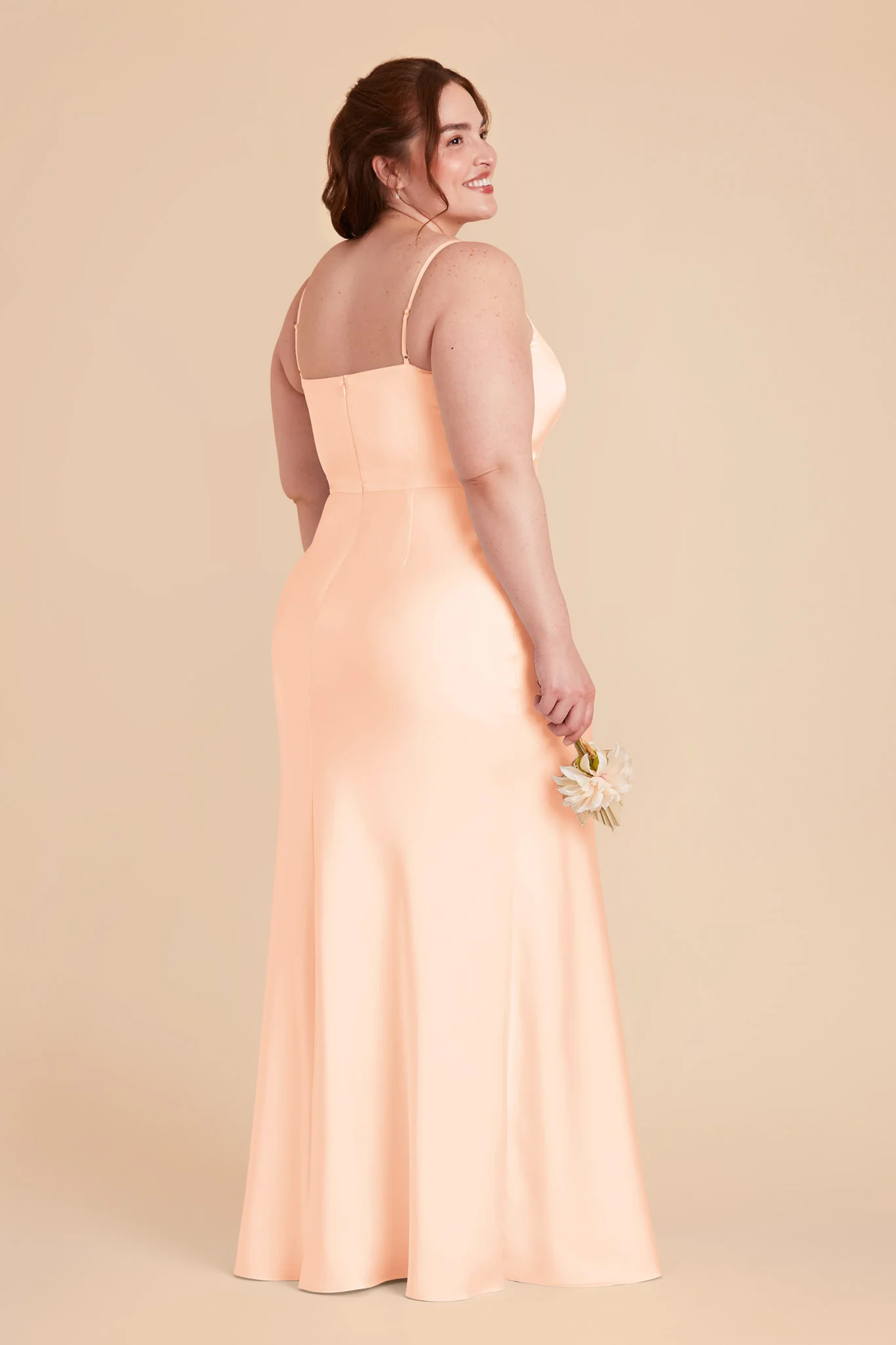 Mai Matte Satin Dress - Peach Cream - Image 9