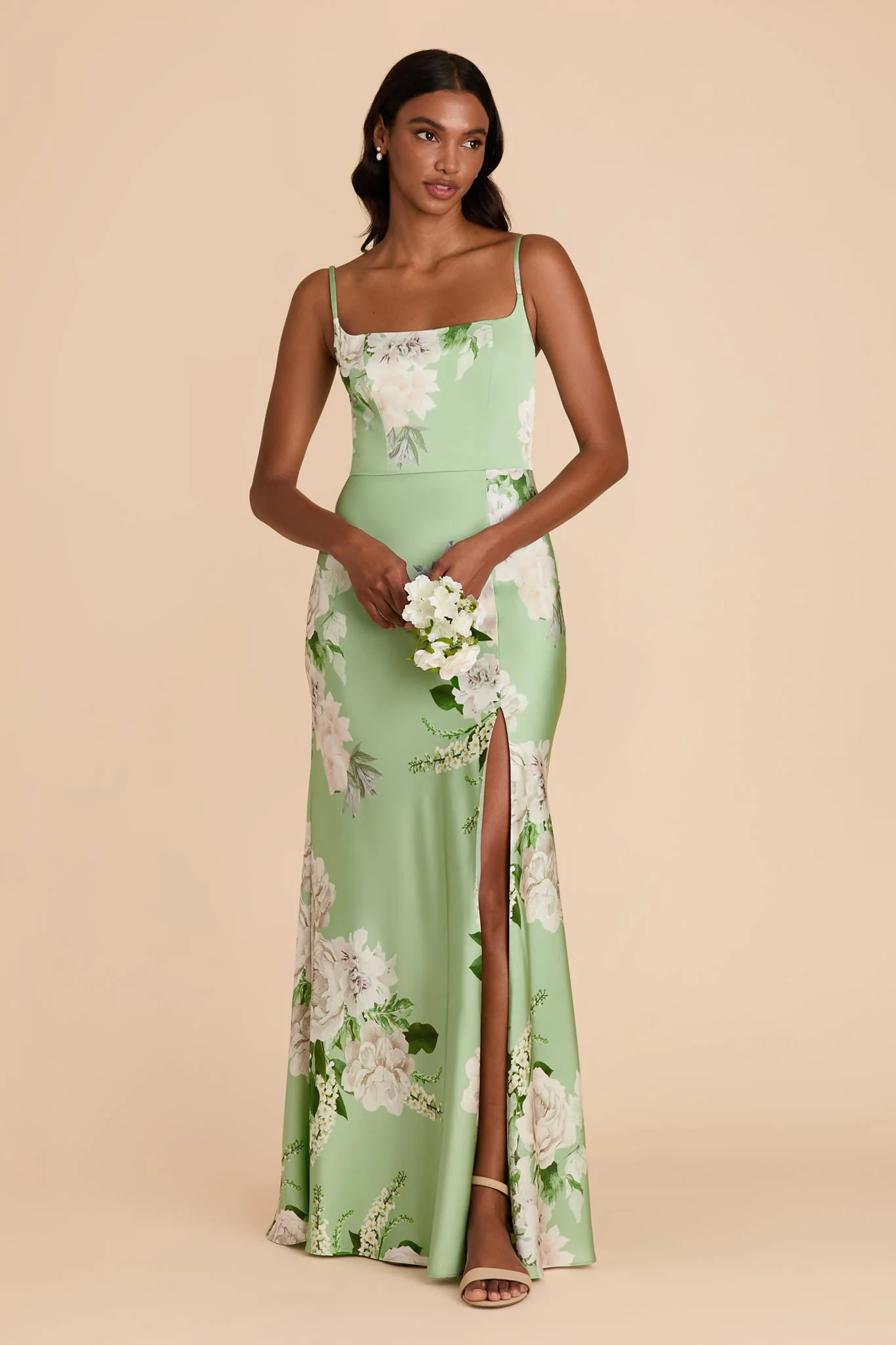Mai Matte Satin Dress - Pistachio Garden Bloom - Image 2