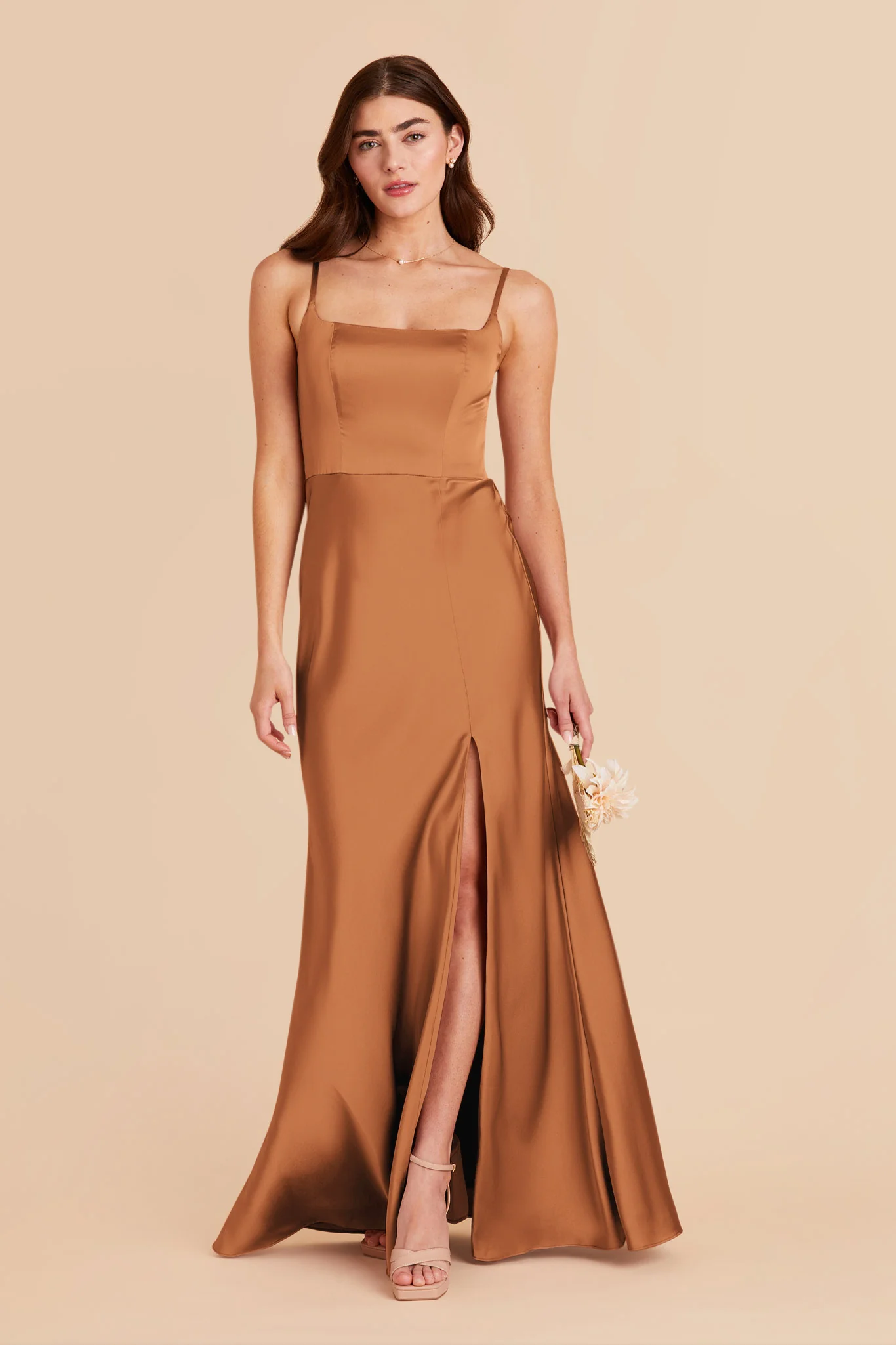 Mai Matte Satin Dress - Rust