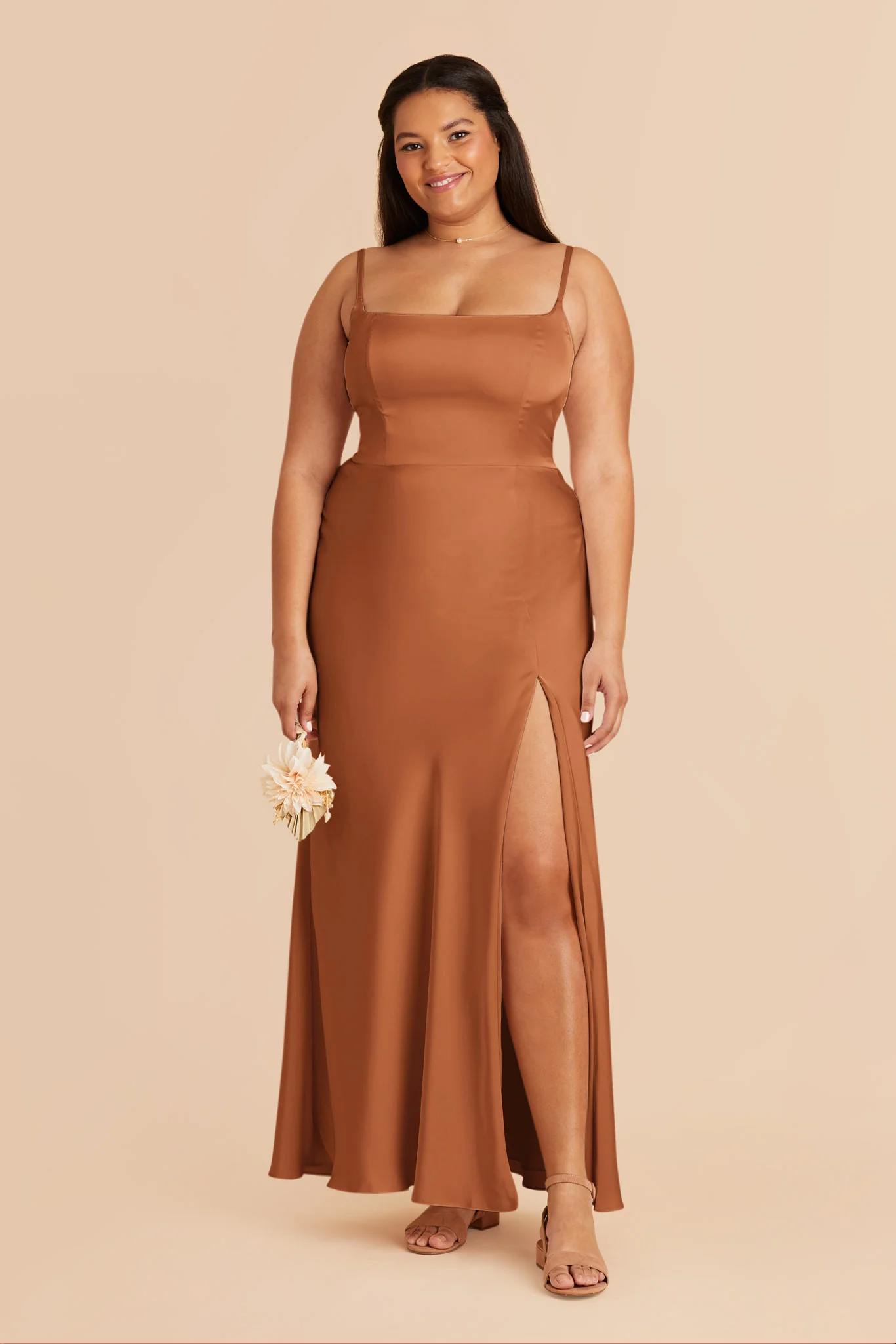 Mai Matte Satin Dress - Rust - Image 7