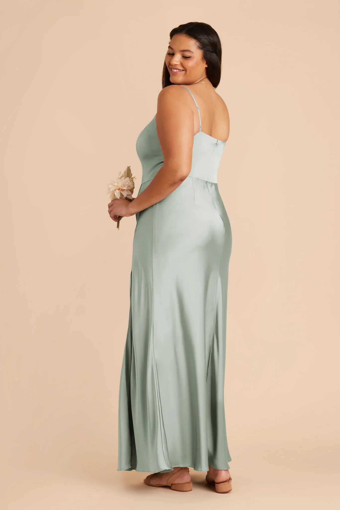 Mai Matte Satin Dress - Sage - Image 11