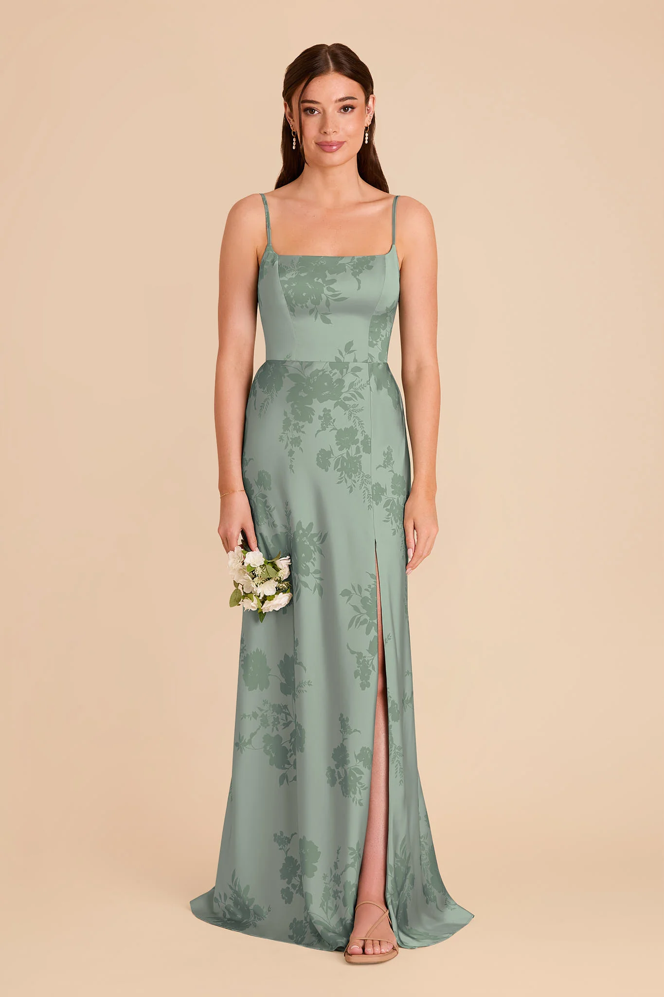 Mai Matte Satin Dress - Sage Whimsical Blooms - Image 2
