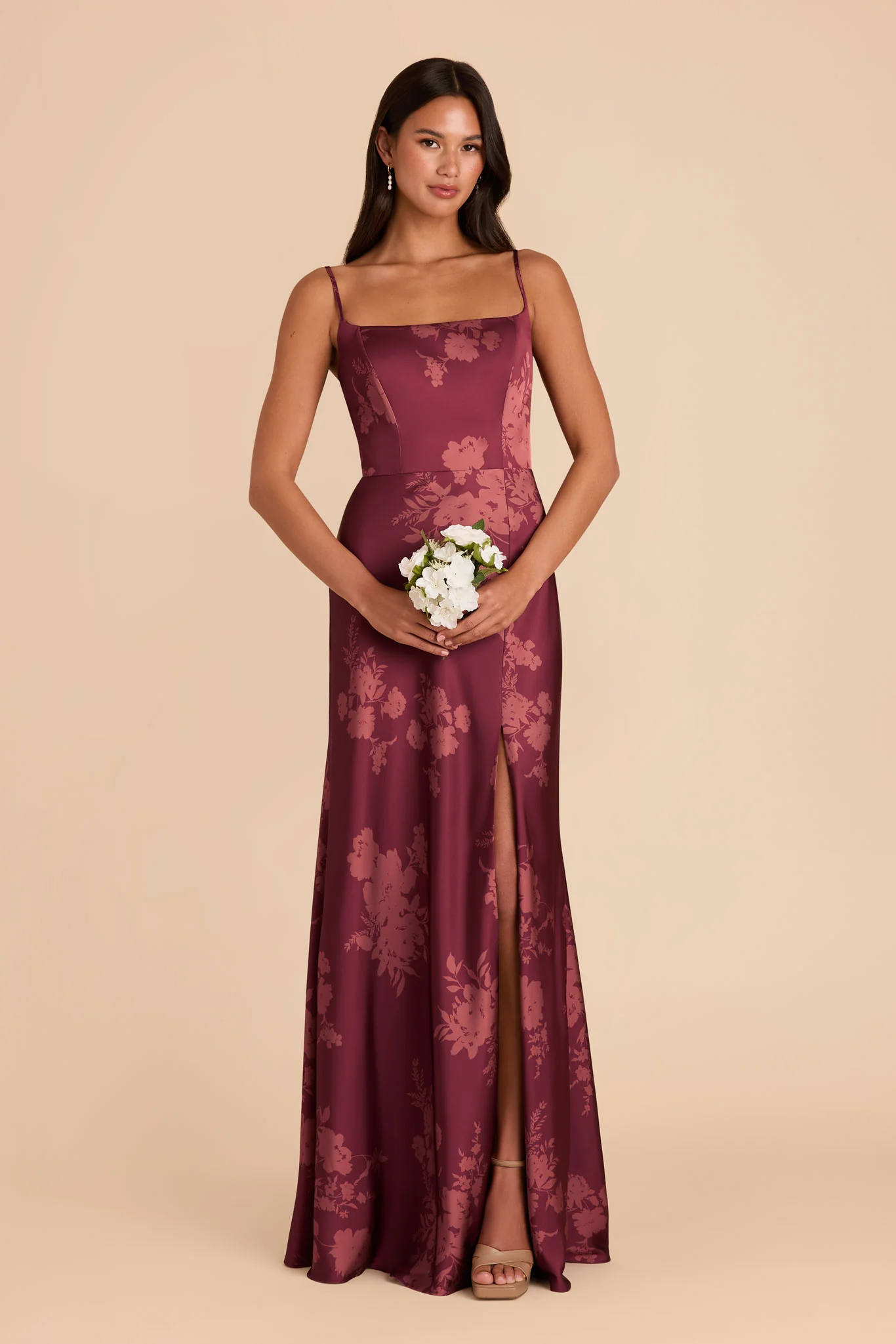 Mai Matte Satin Dress - Sangria Whimsical Blooms - Image 2