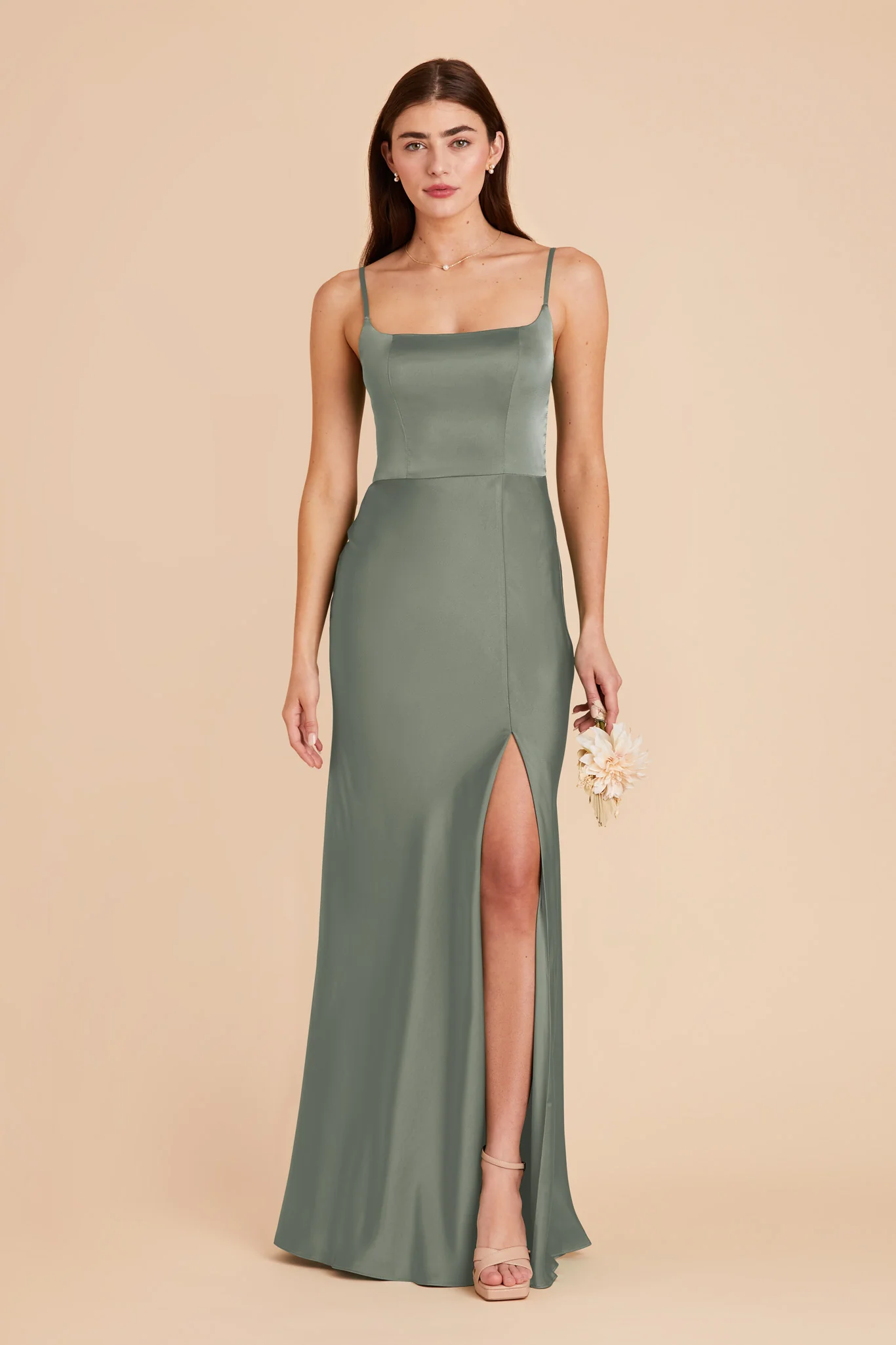 Mai Matte Satin Dress - Sea Glass