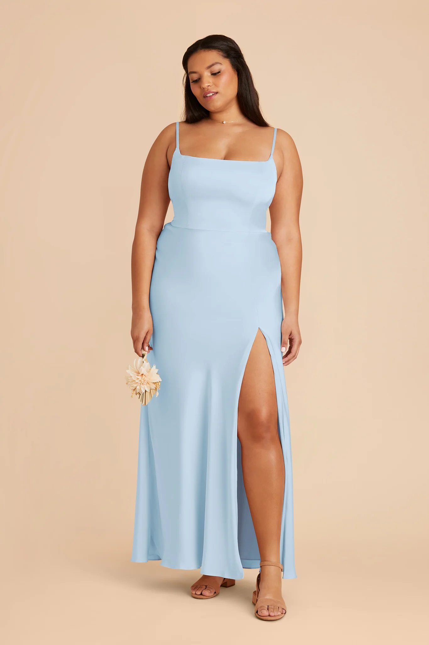 Mai Matte Satin Dress - Sky Blue