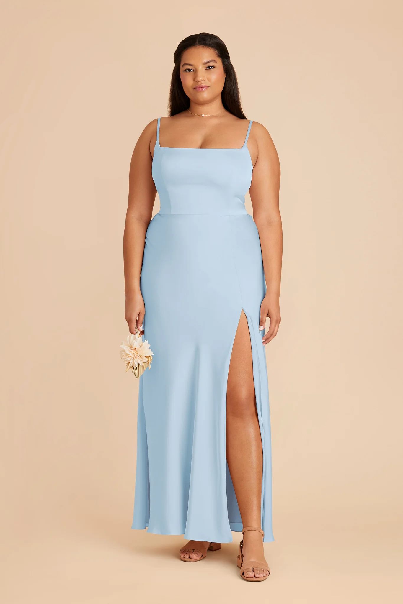 Mai Matte Satin Dress - Sky Blue - Image 5