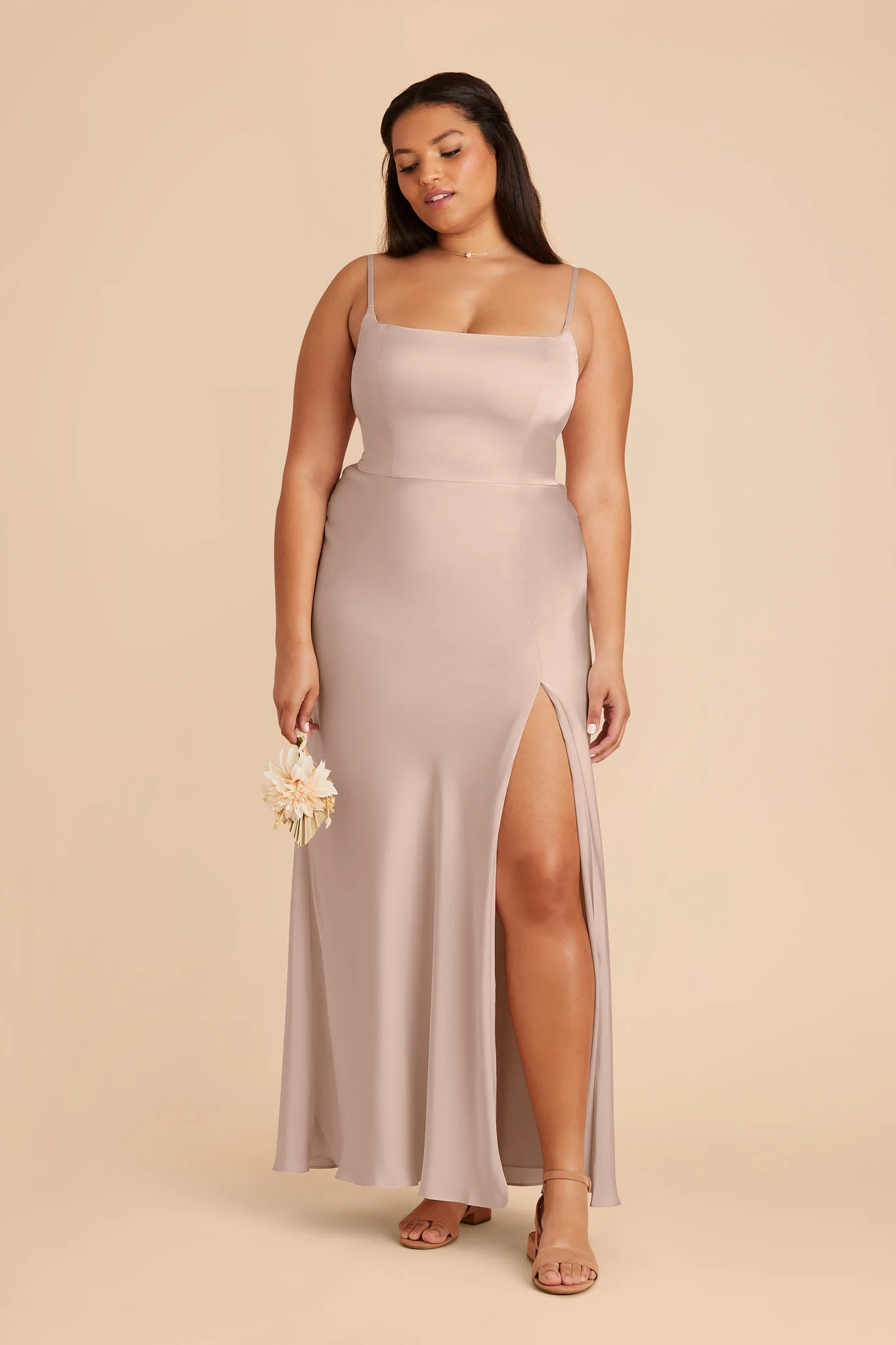 Mai Matte Satin Dress - Taupe - Image 5