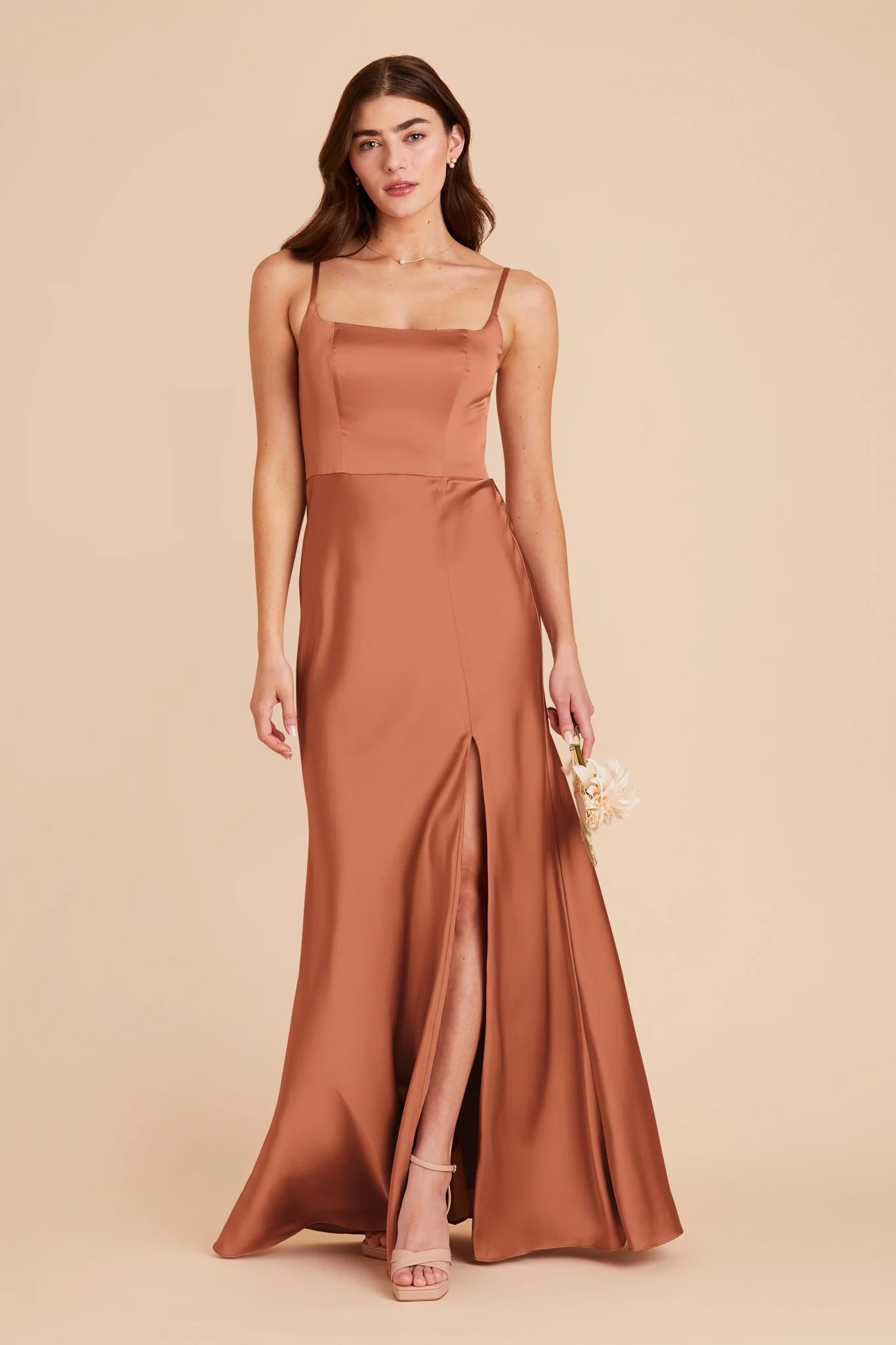 Mai Matte Satin Dress - Terracotta