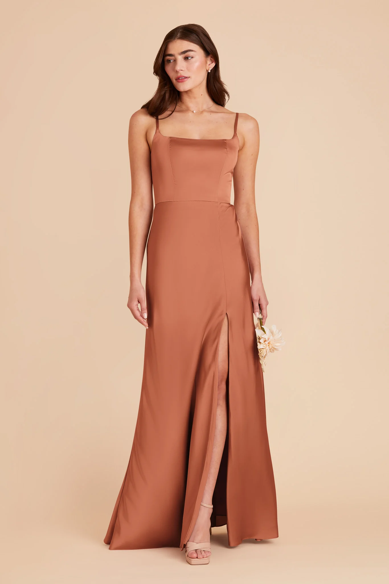 Mai Matte Satin Dress - Terracotta - Image 3