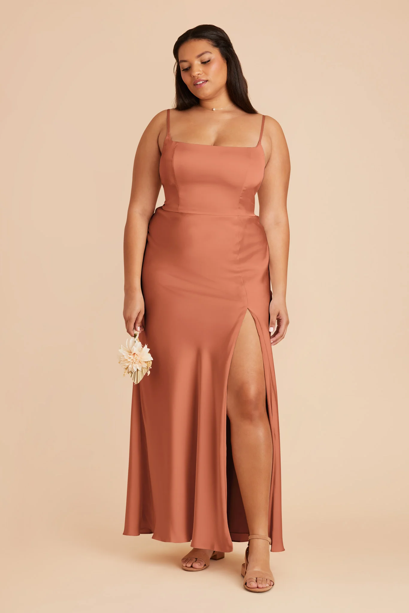 Mai Matte Satin Dress - Terracotta - Image 7