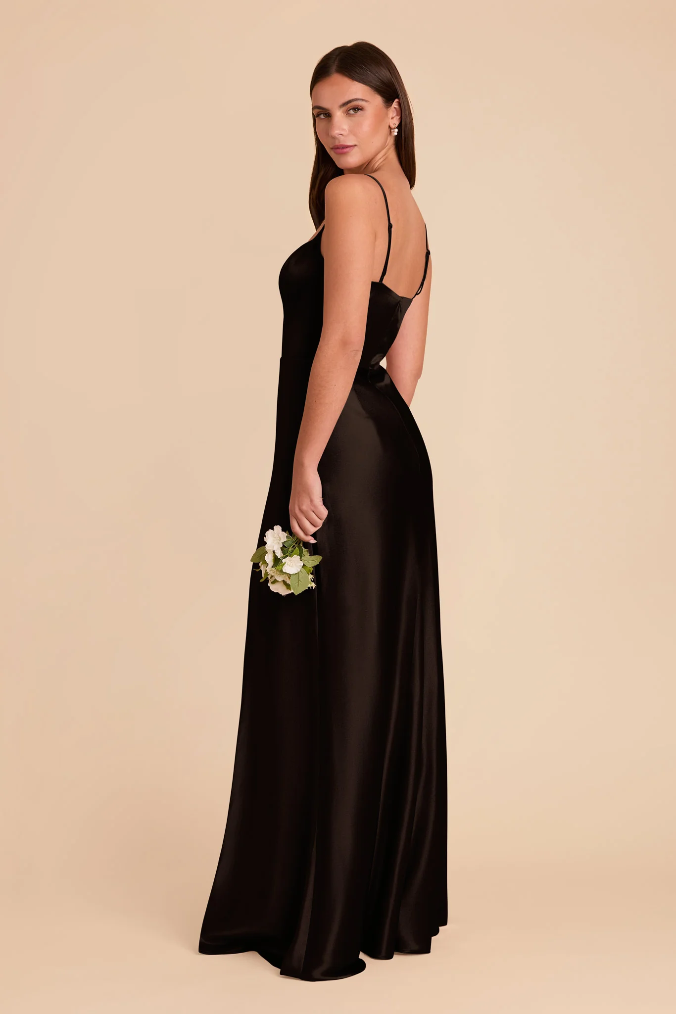 Mai Shiny Satin Dress - Black - Image 4