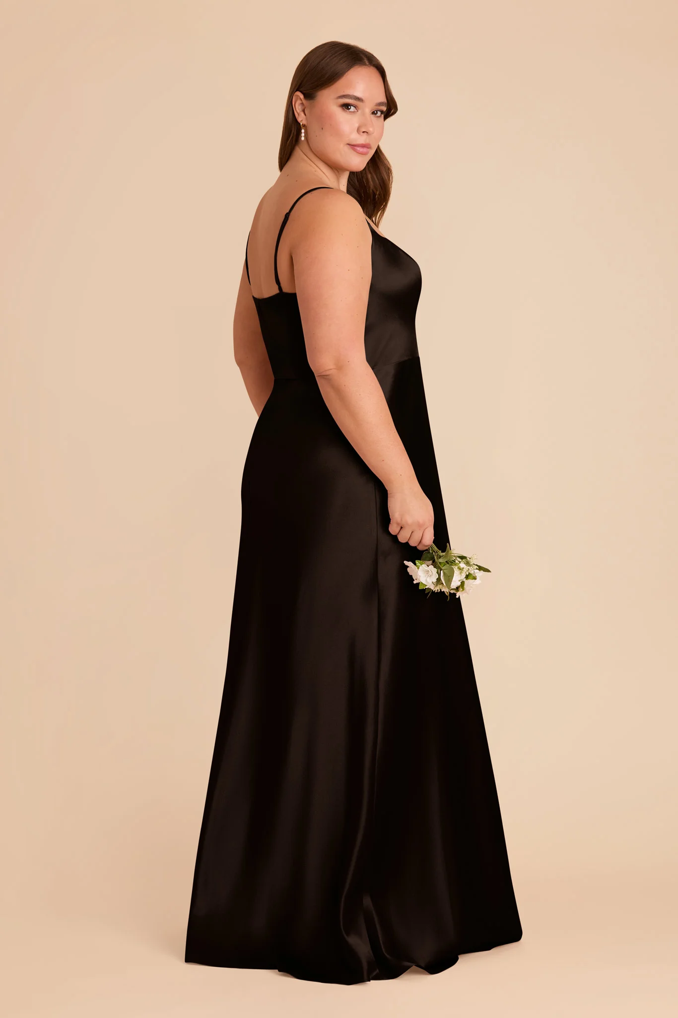 Mai Shiny Satin Dress - Black - Image 7