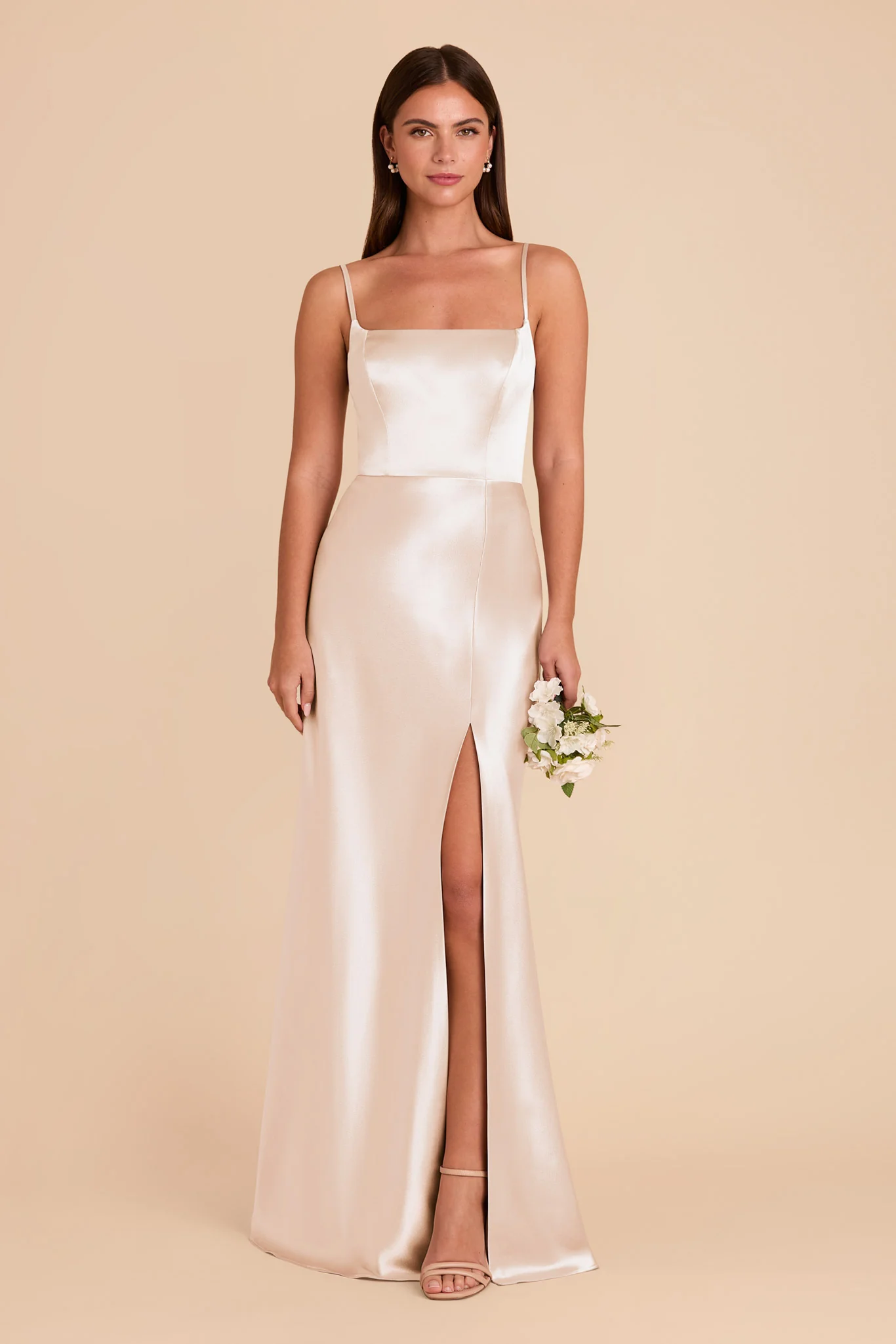 Mai Shiny Satin Dress - Champagne