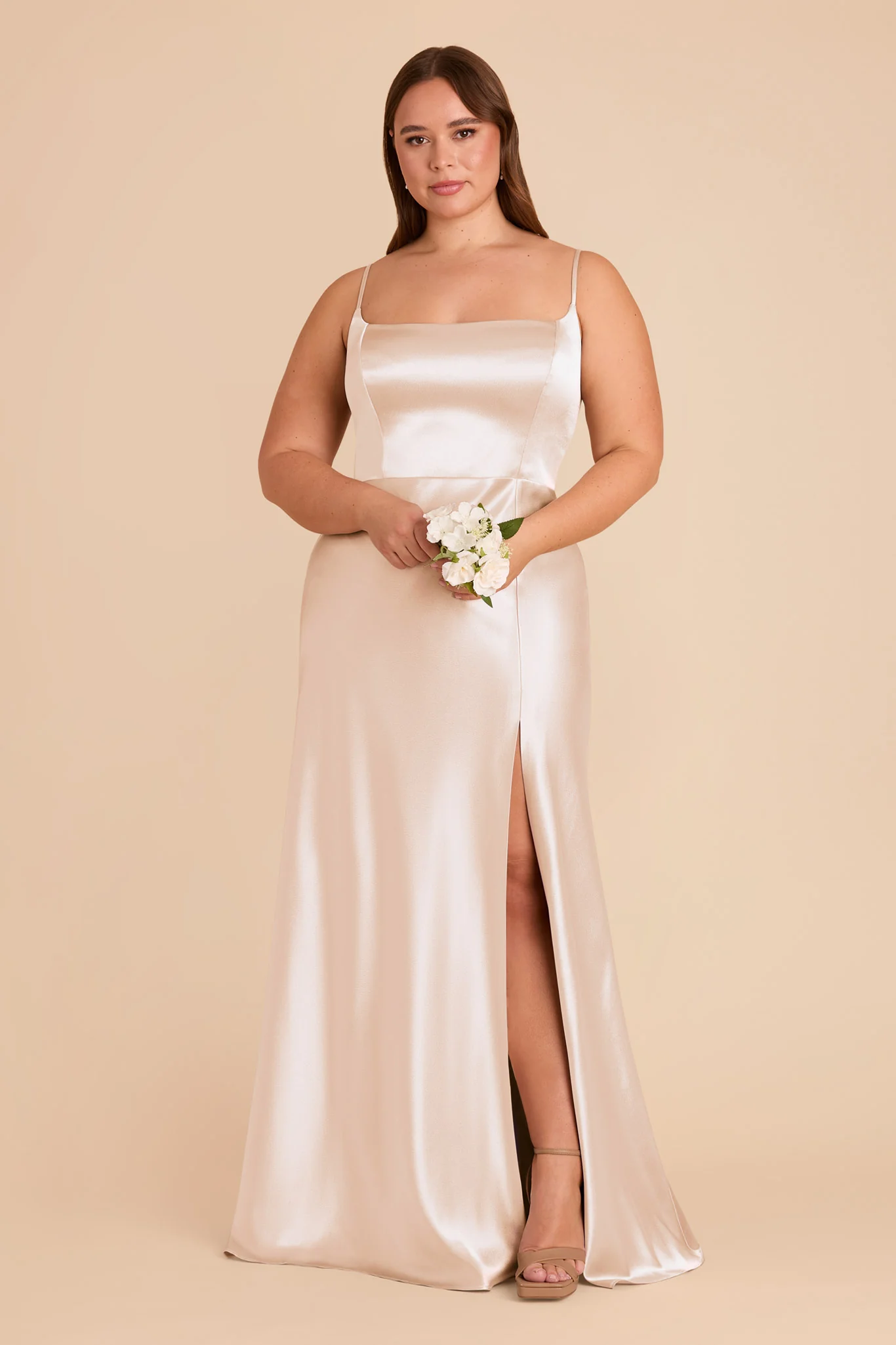 Mai Shiny Satin Dress - Champagne - Image 6