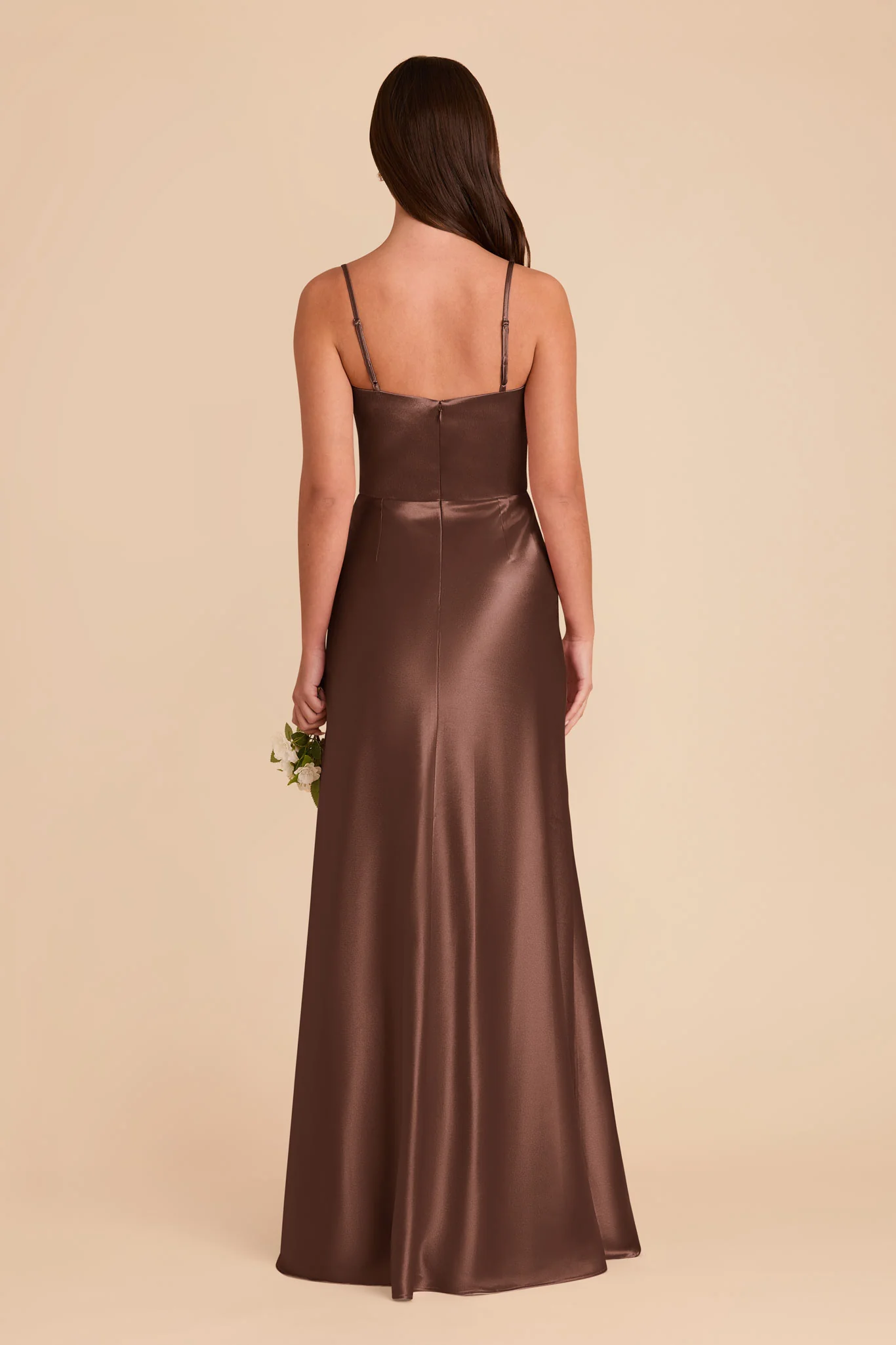 Mai Shiny Satin Dress - Chocolate Brown - Image 5