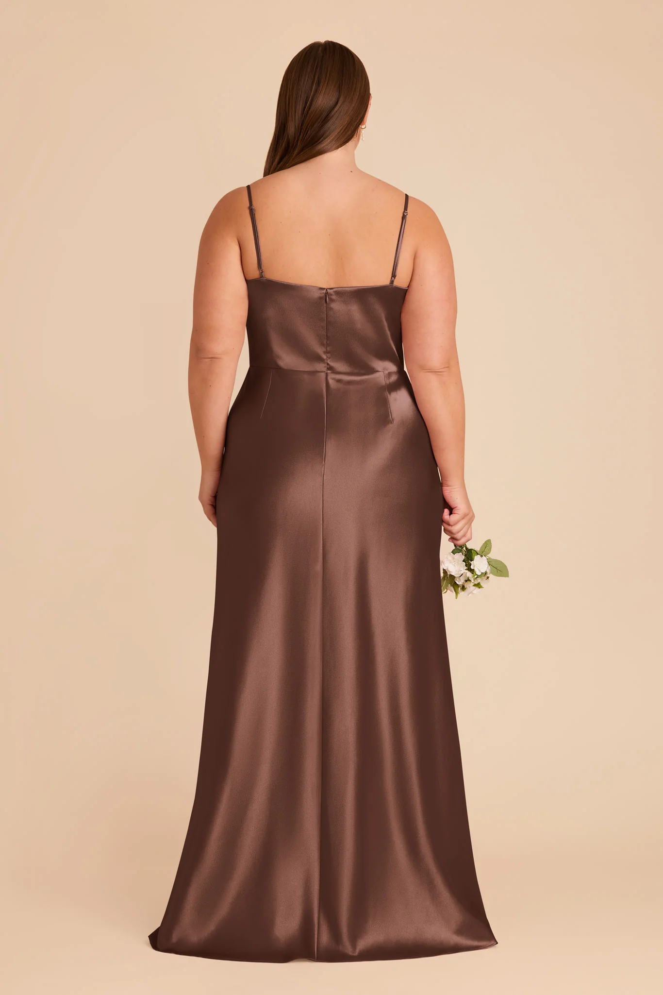 Mai Shiny Satin Dress - Chocolate Brown - Image 8