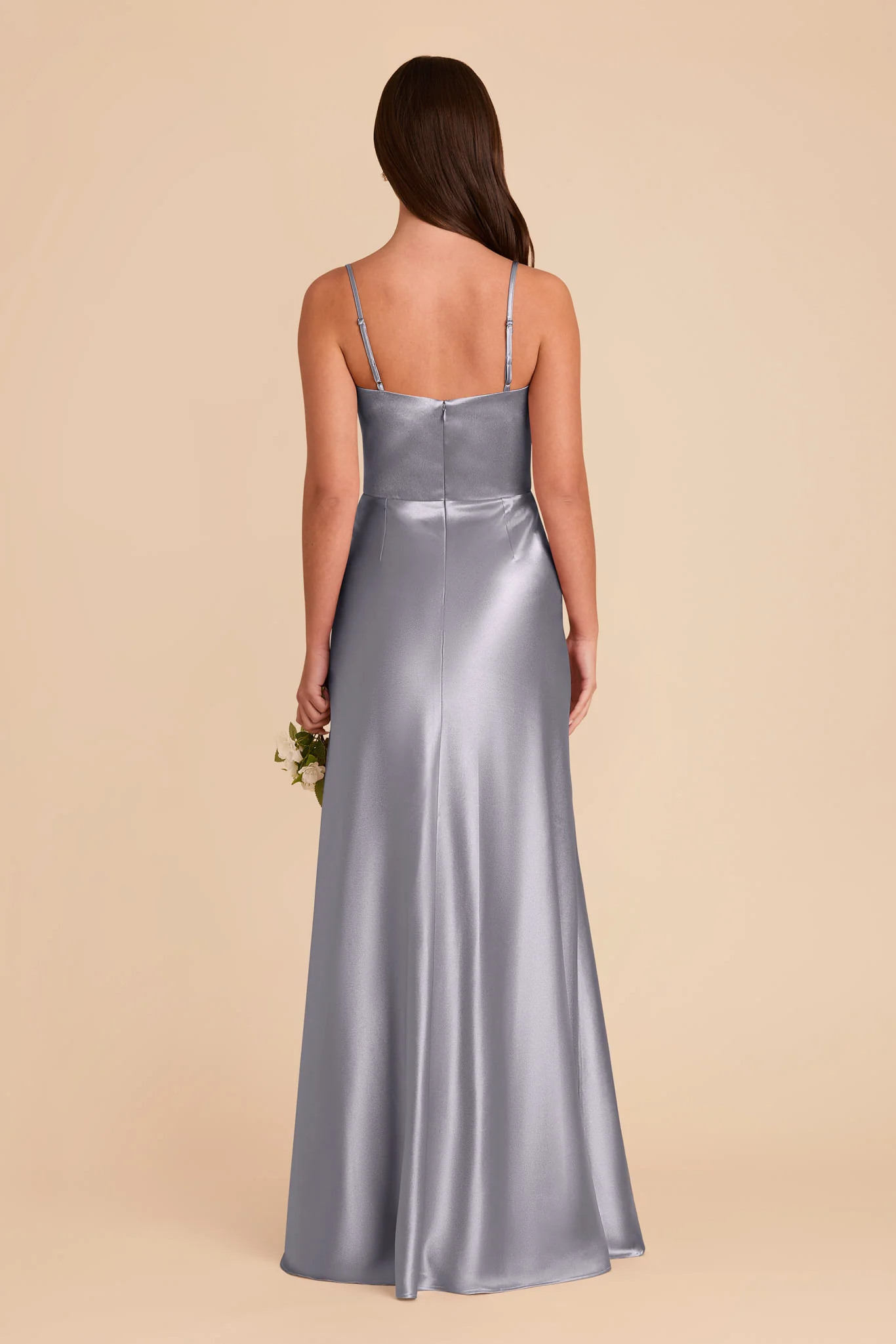Mai Shiny Satin Dress - Dusty Blue - Image 5