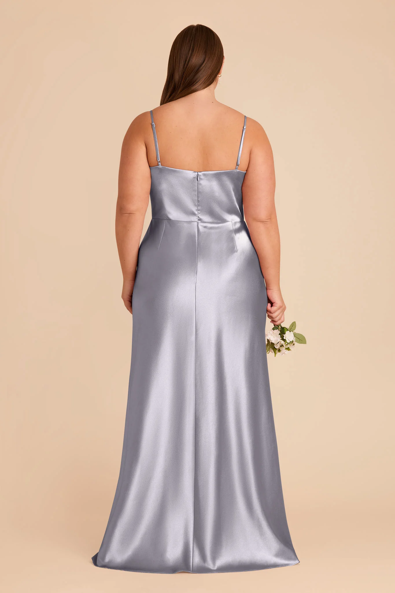 Mai Shiny Satin Dress - Dusty Blue - Image 8