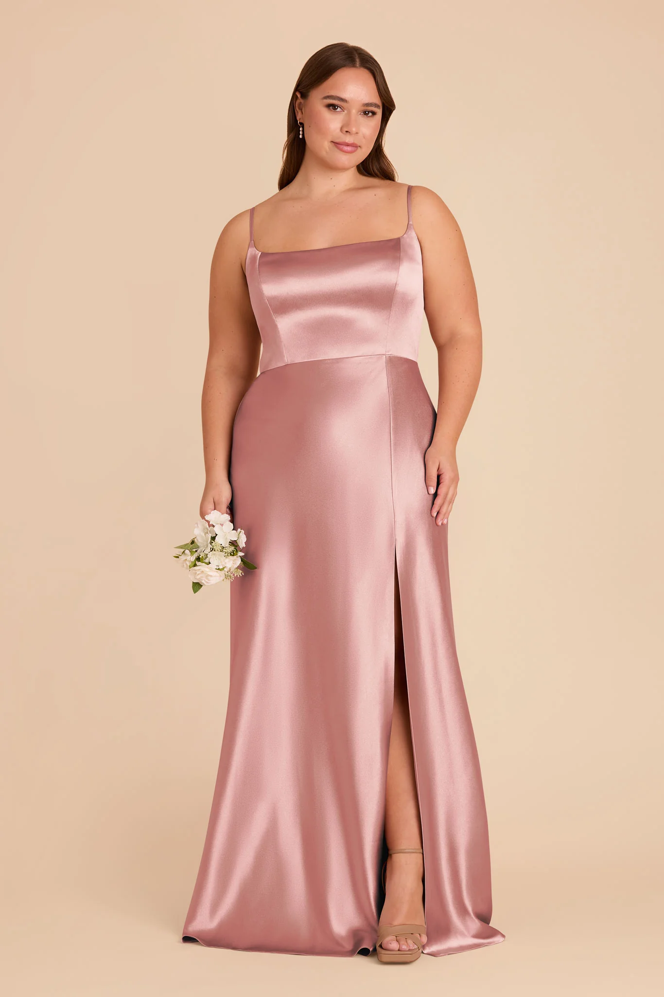 Mai Shiny Satin Dress - English Rose - Image 2