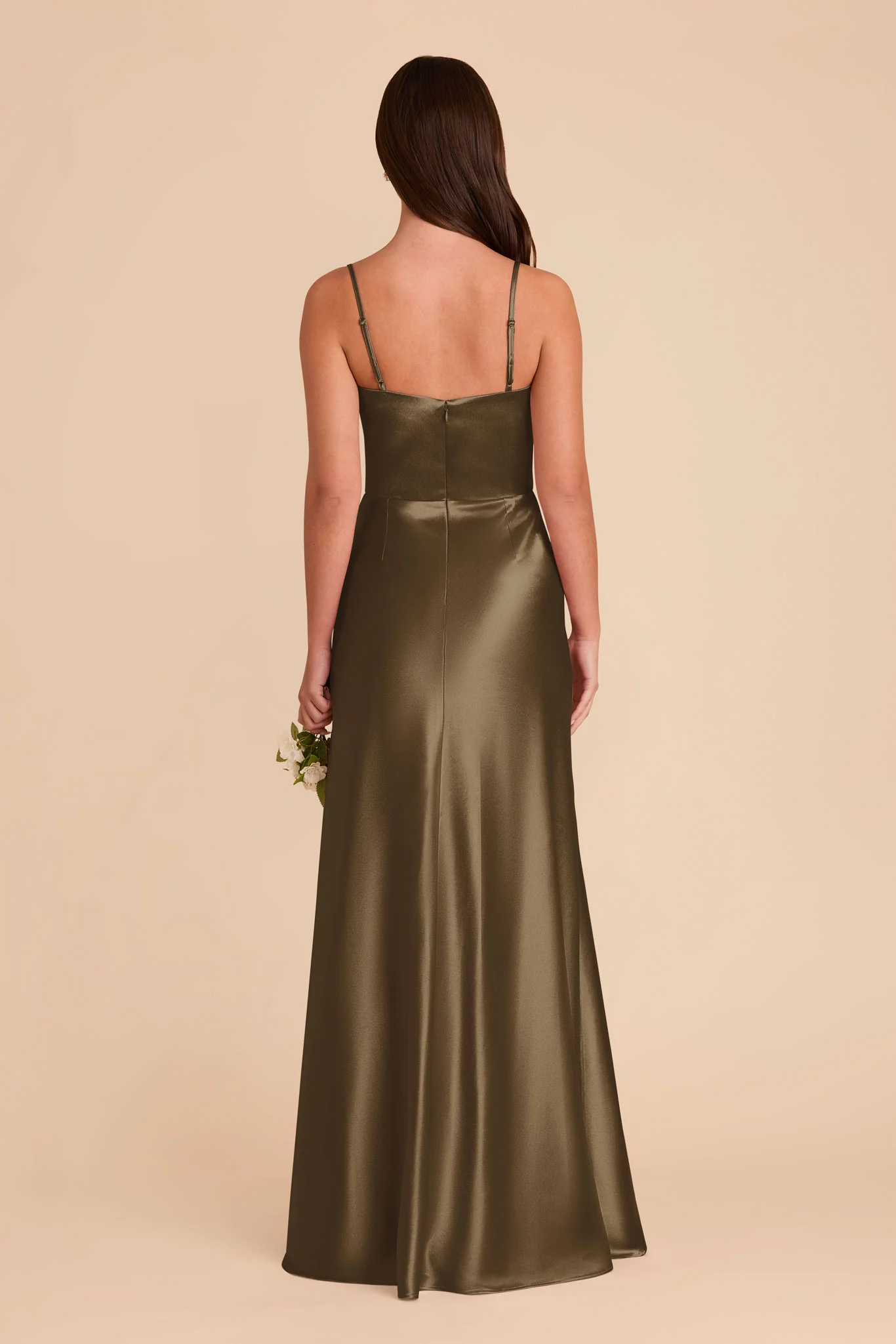 Mai Shiny Satin Dress - Olive - Image 5