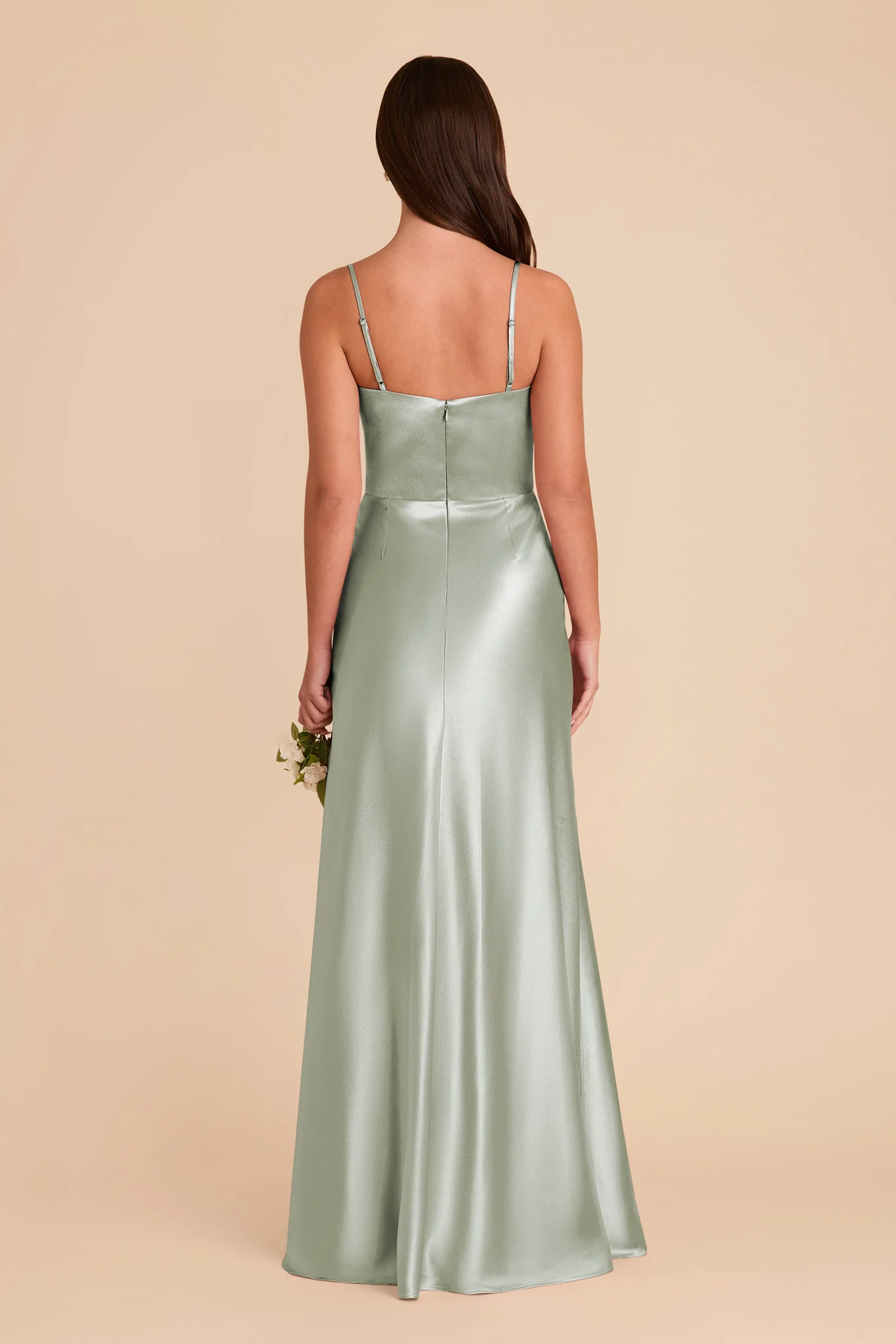 Mai Shiny Satin Dress - Sage - Image 5
