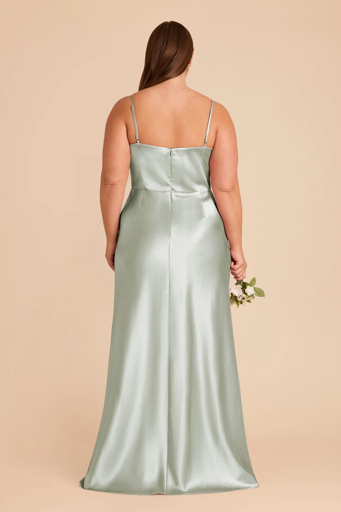 Mai Shiny Satin Dress - Sage - Image 8