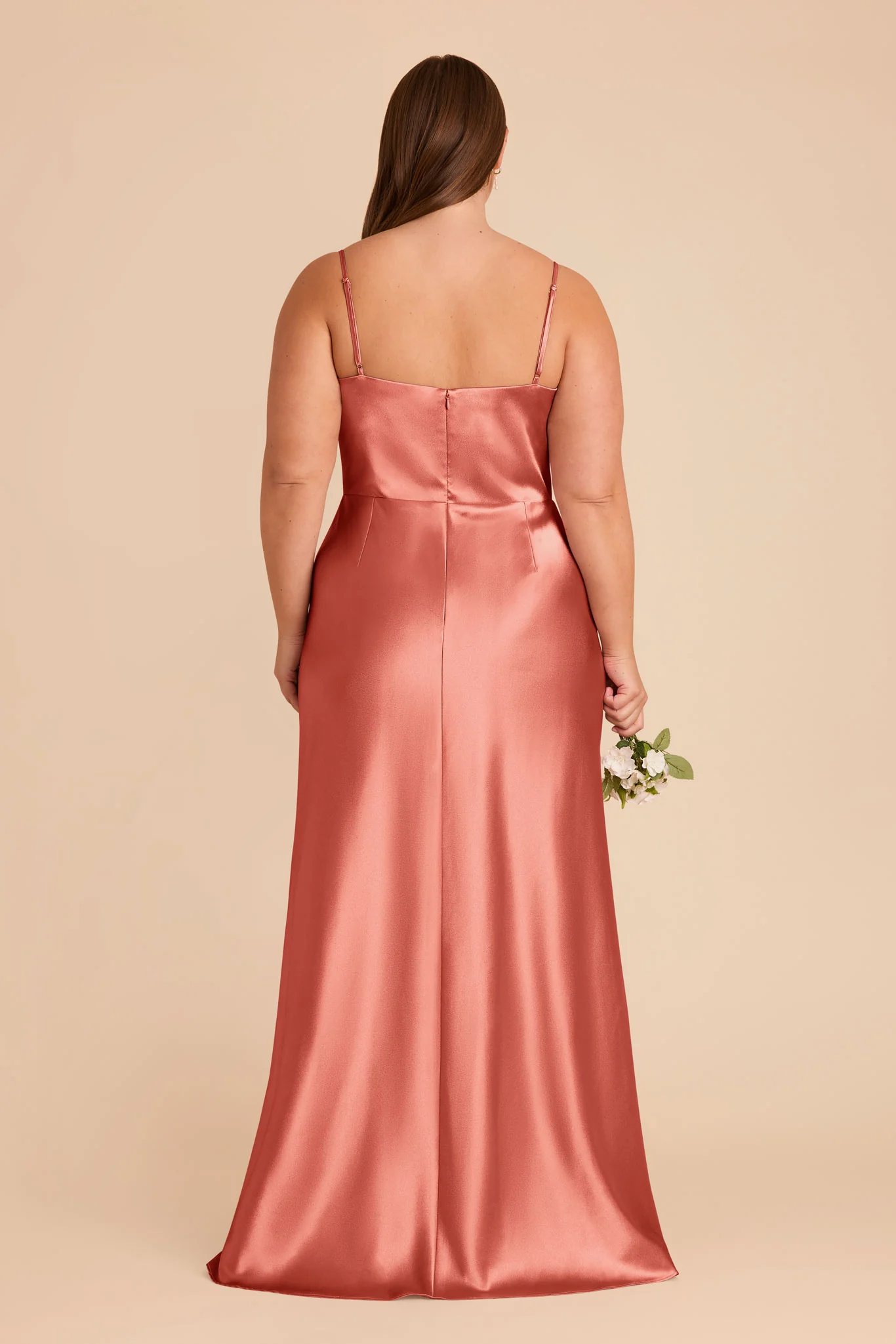 Mai Shiny Satin Dress - Terracotta - Image 8