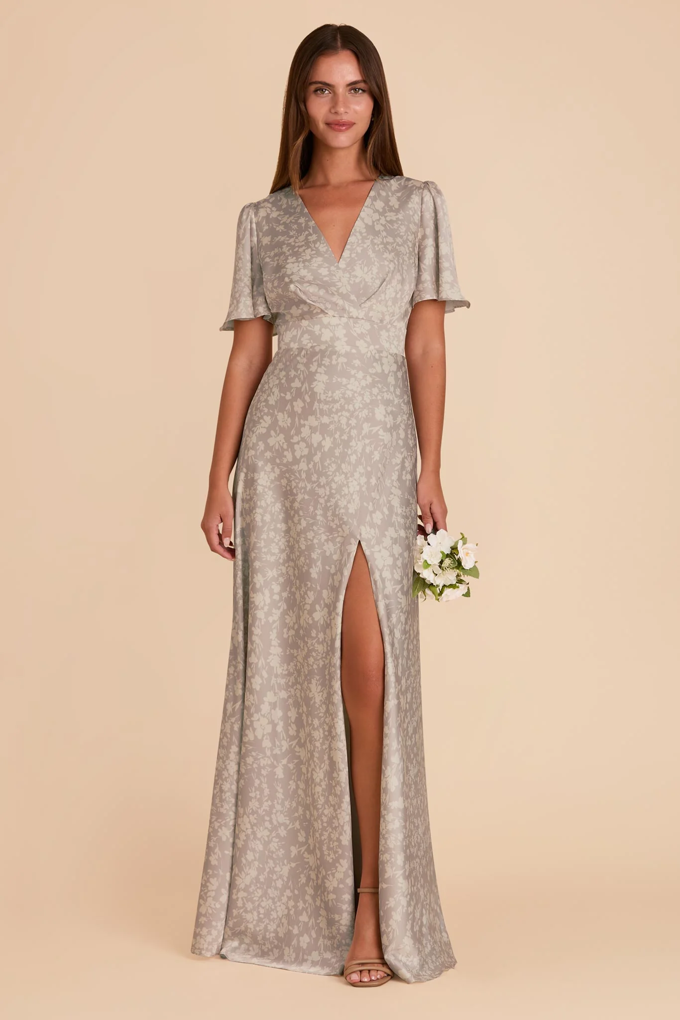 Marni Matte Satin Dress - Almond Dreamy Floral