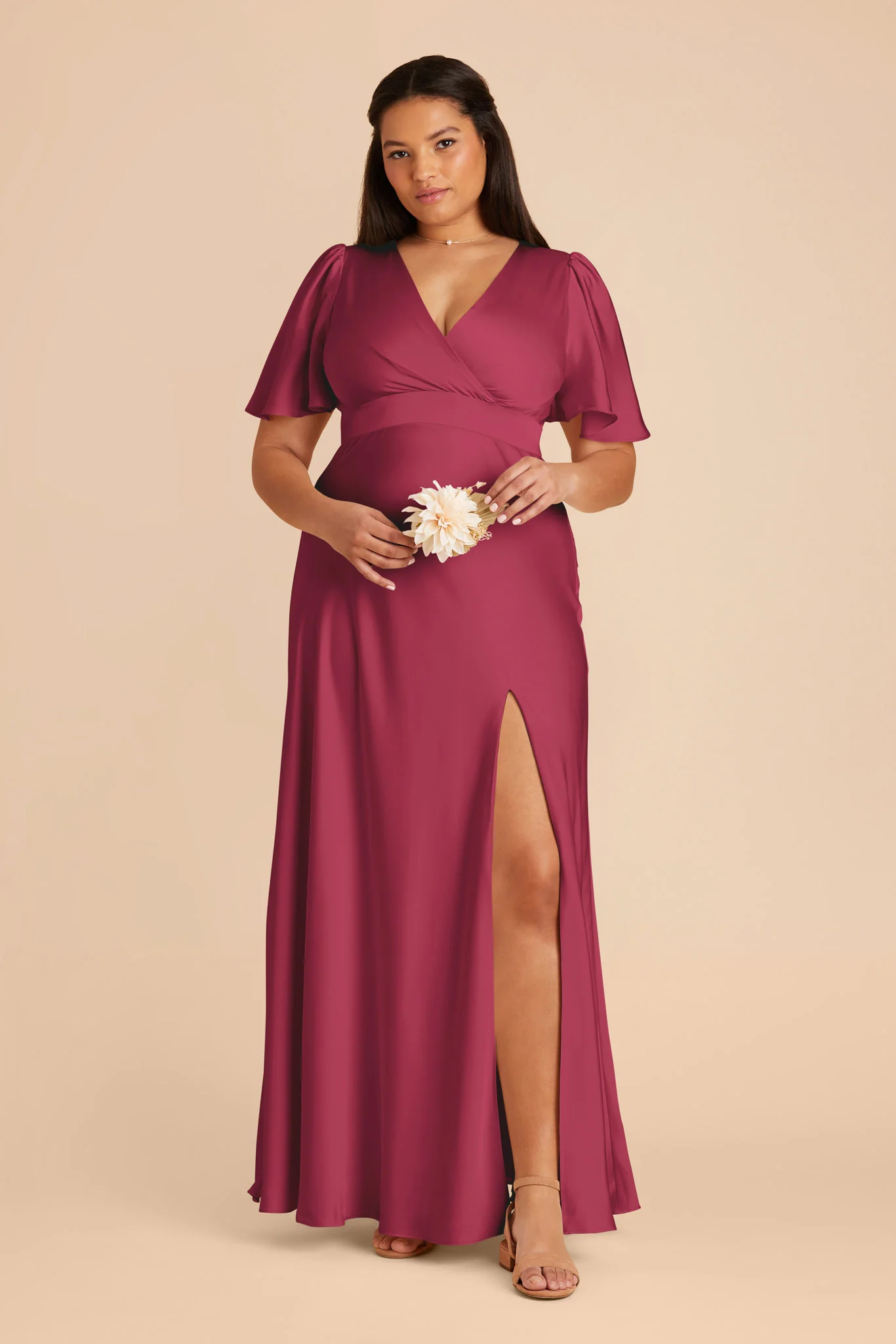 Marni Matte Satin Dress - Berry - Image 2