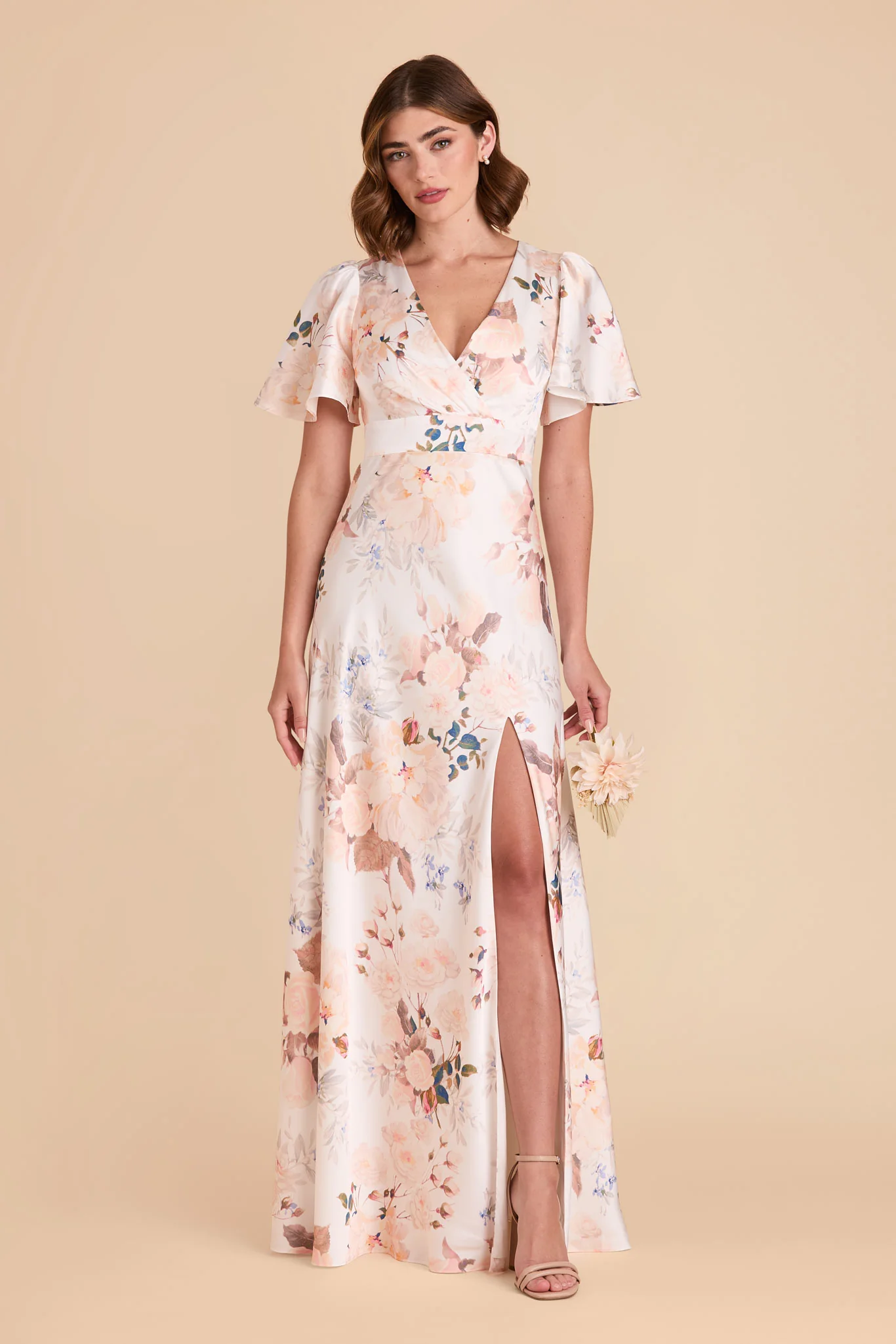 Marni Matte Satin Dress - Champagne Cascadia Bouquet