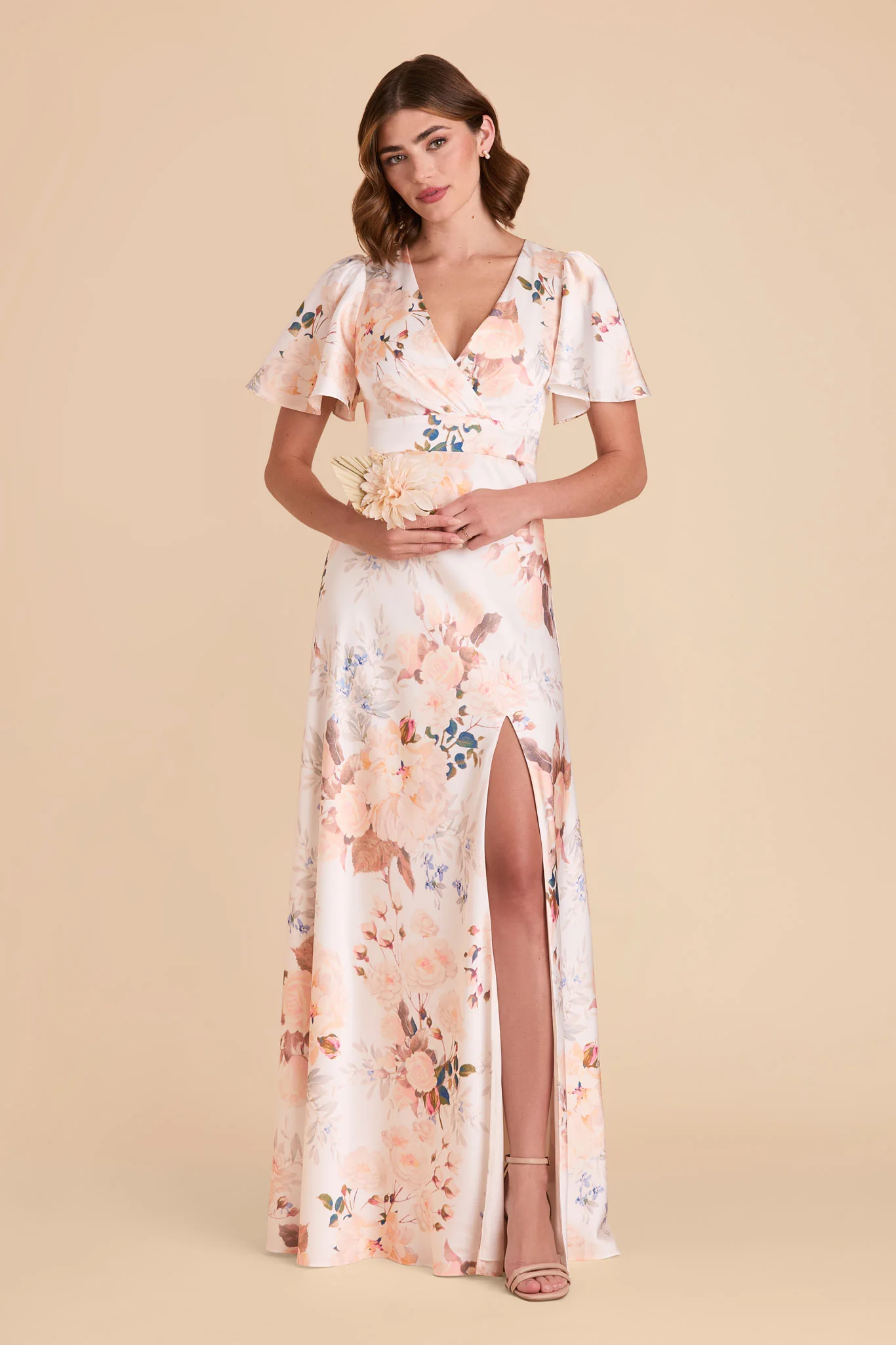 Marni Matte Satin Dress - Champagne Cascadia Bouquet - Image 2