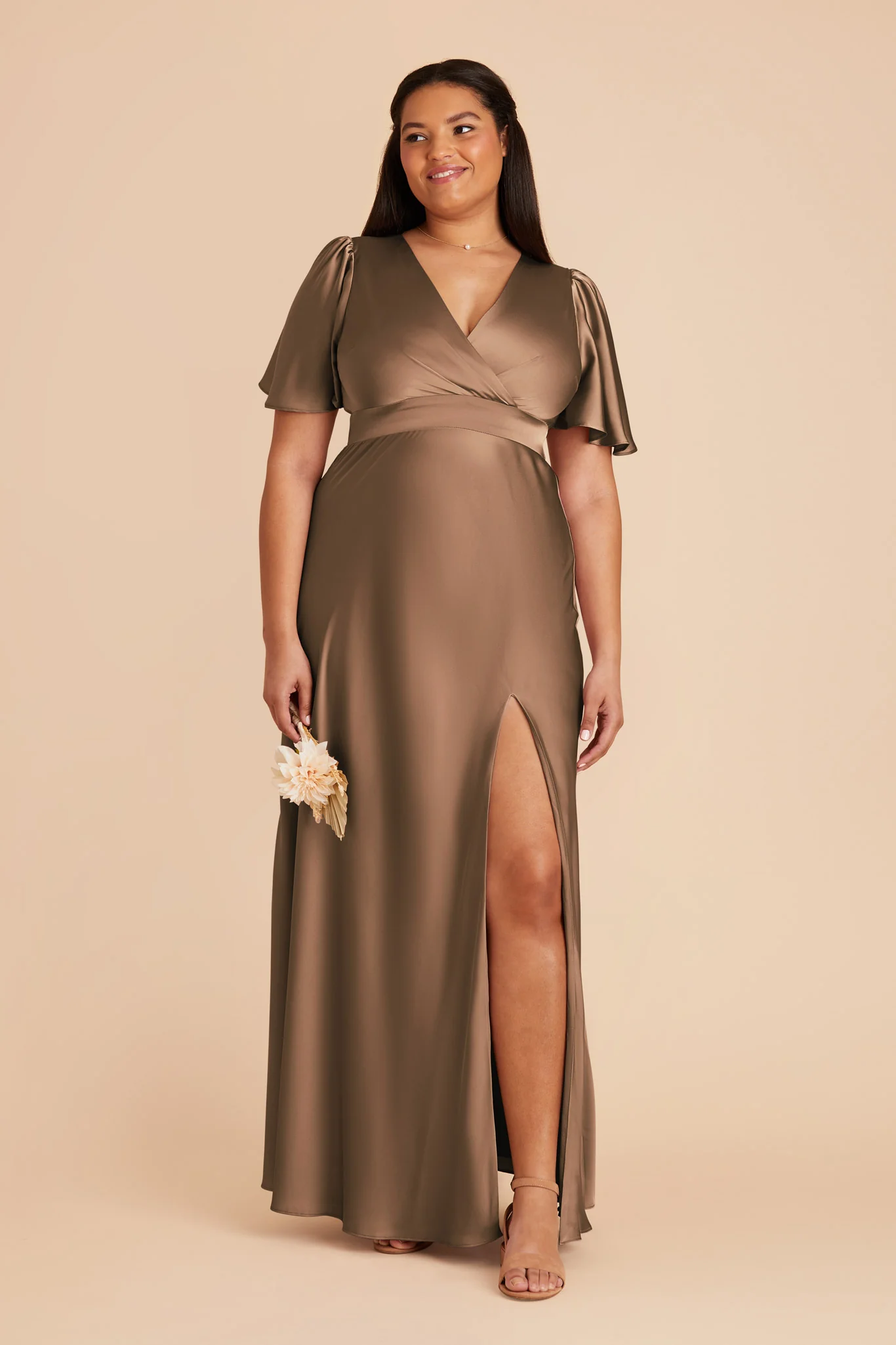 Marni Matte Satin Dress - Mocha - Image 2