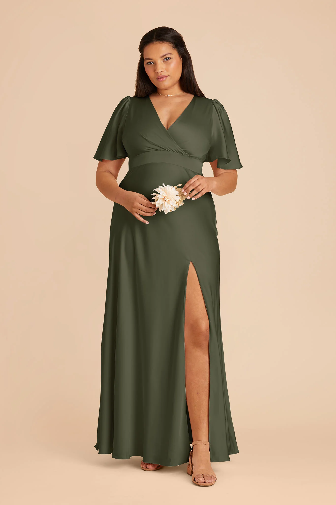 Marni Matte Satin Dress - Olive - Image 2