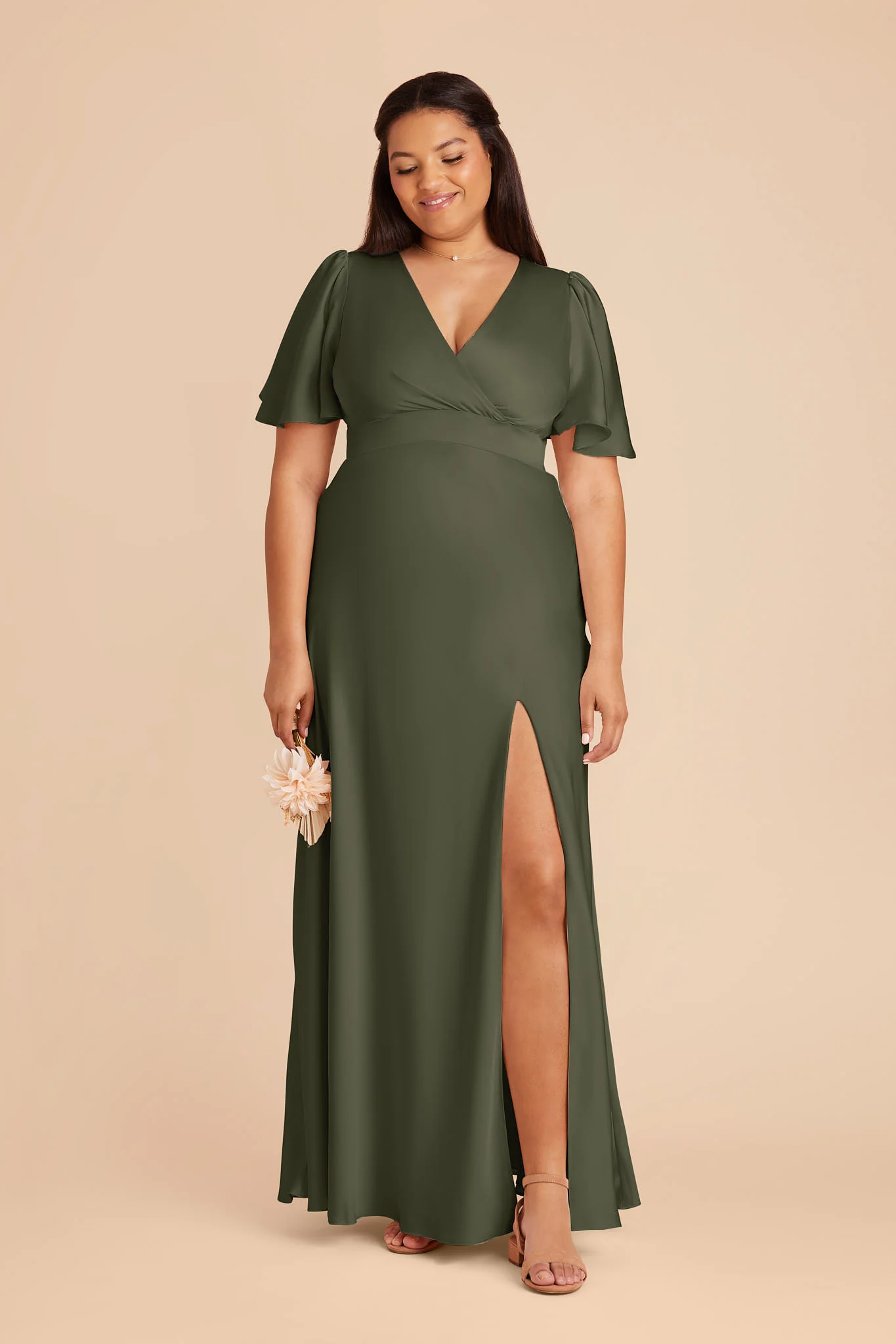 Marni Matte Satin Dress - Olive - Image 5