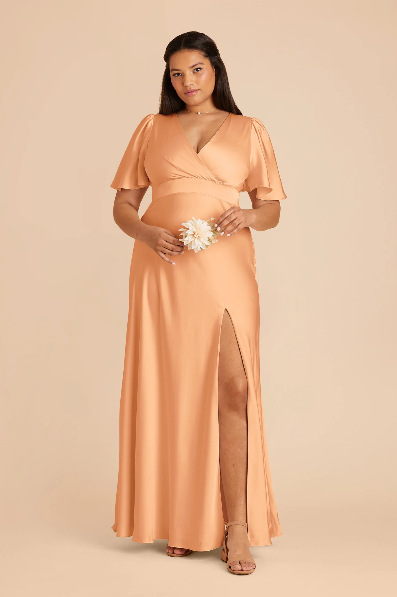 Marni Matte Satin Dress - Peach - Image 2