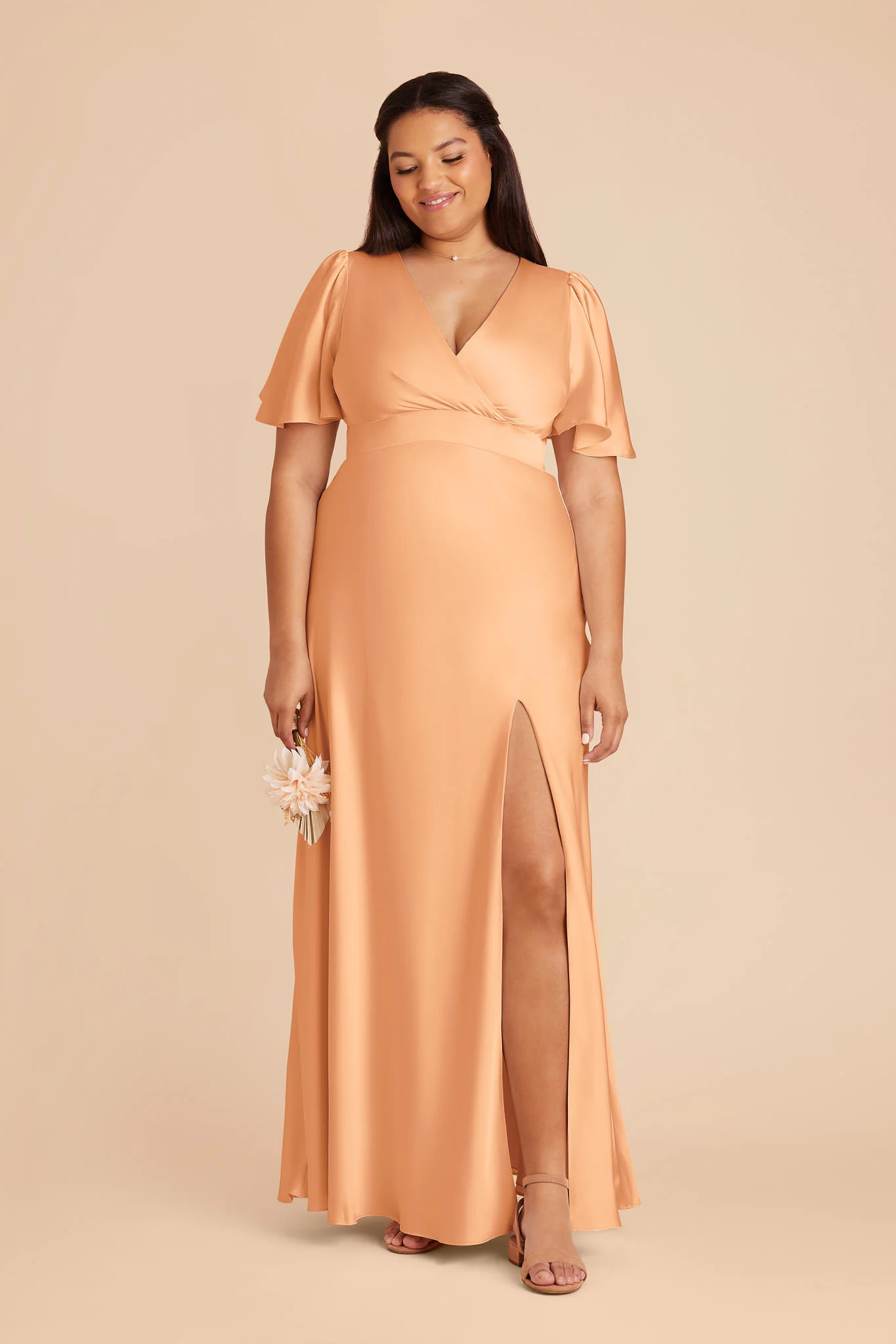 Marni Matte Satin Dress - Peach - Image 5