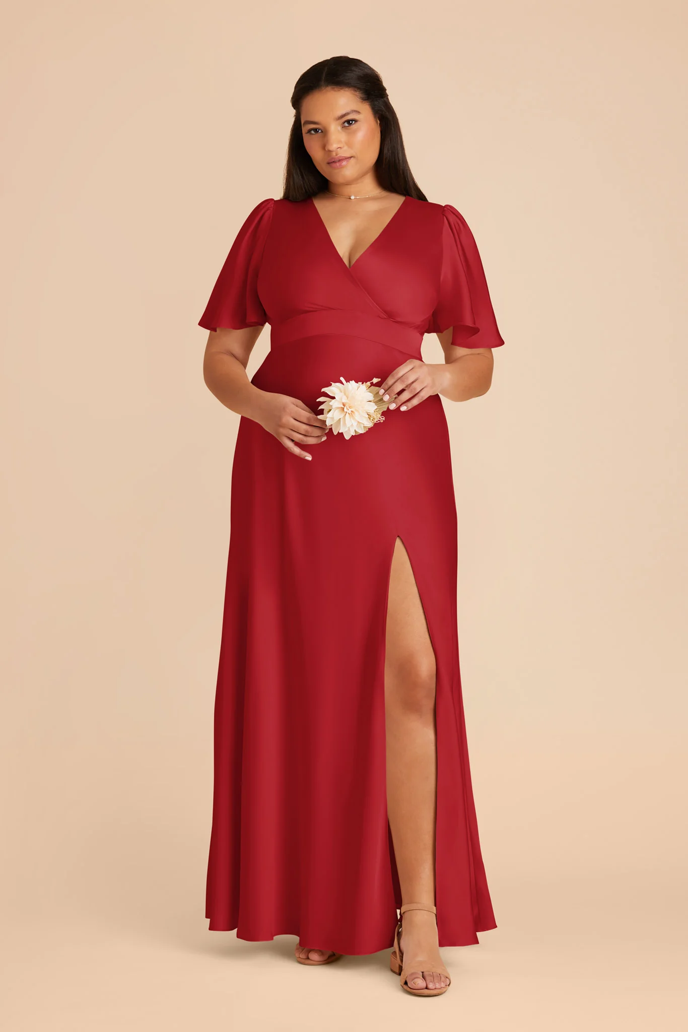 Marni Matte Satin Dress - Ruby Red - Image 2