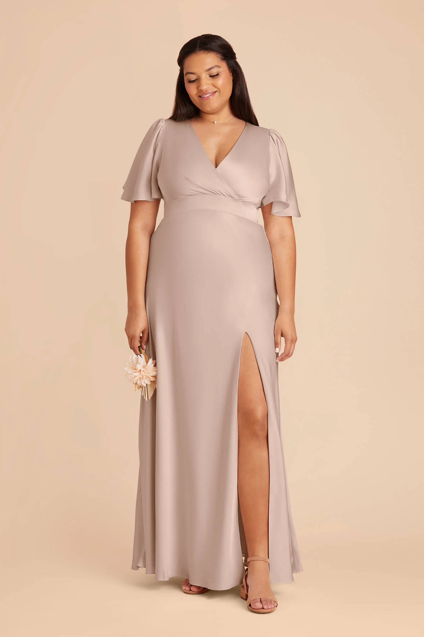 Marni Matte Satin Dress - Taupe - Image 2