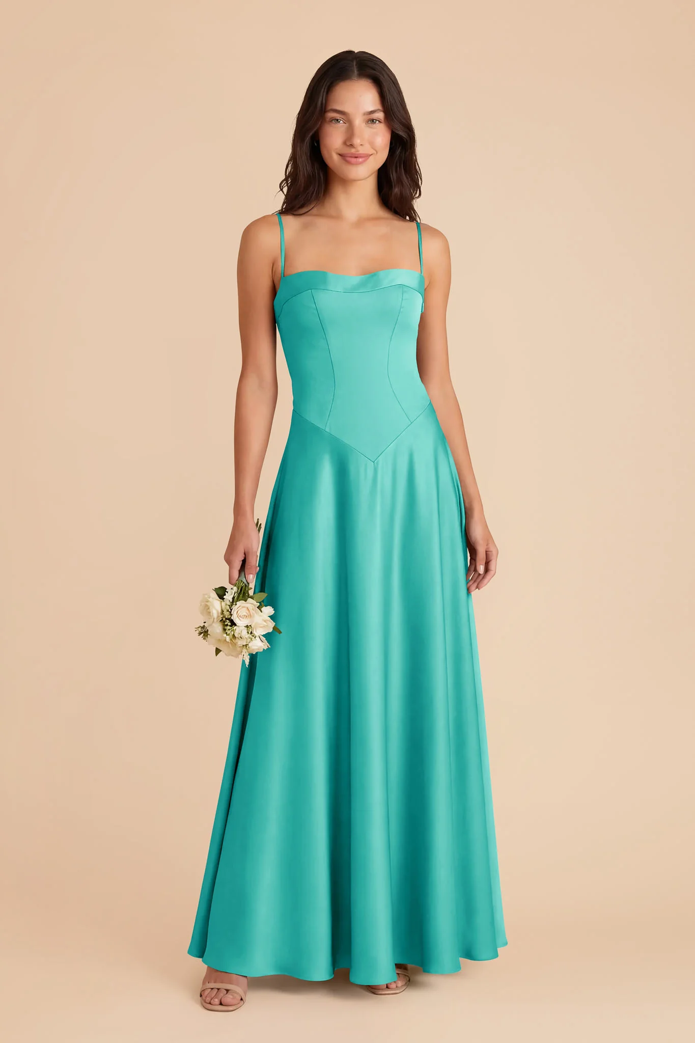 Mary Matte Satin Dress - Aquamarine - Image 2
