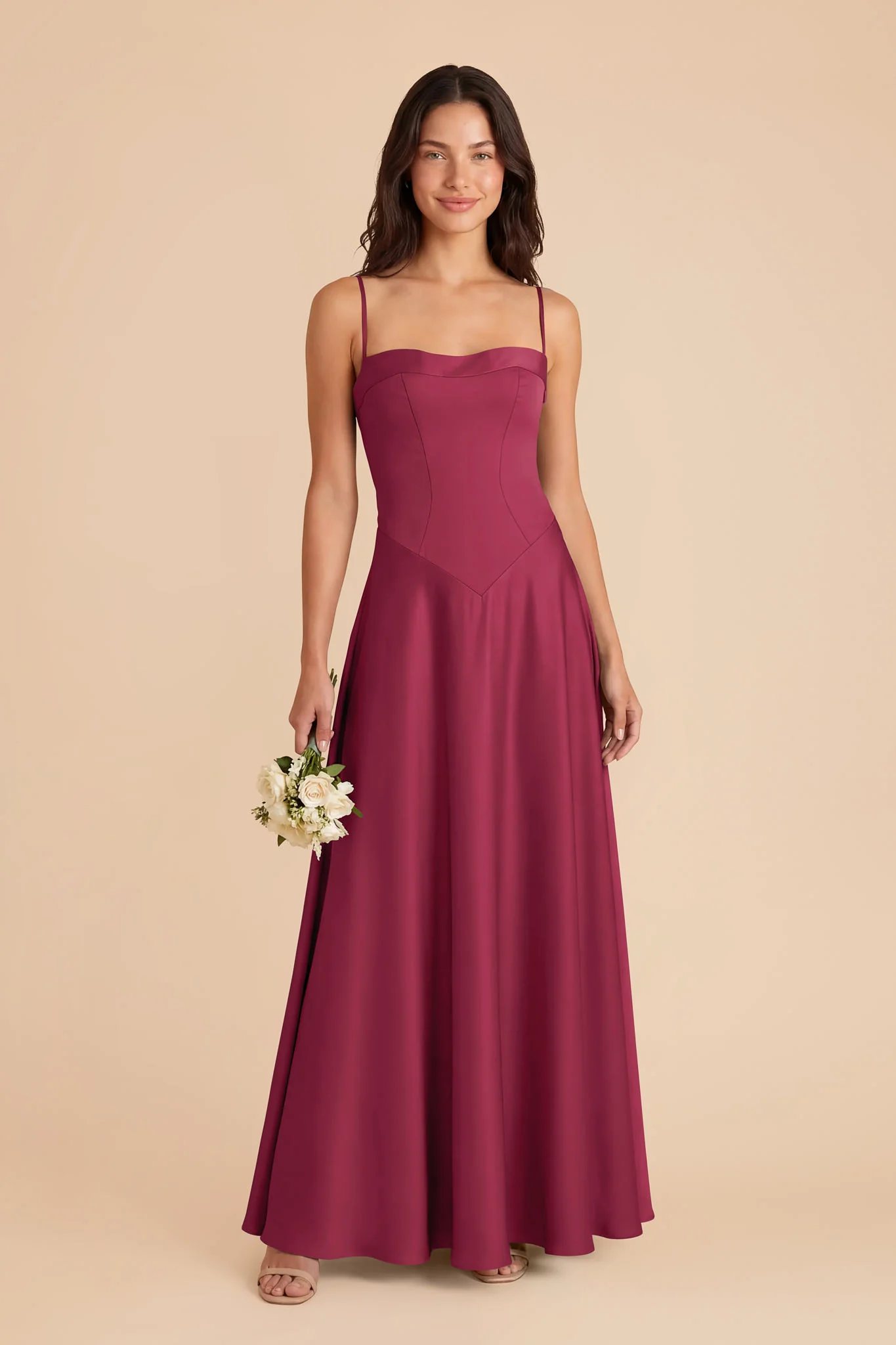 Mary Matte Satin Dress - Berry - Image 2