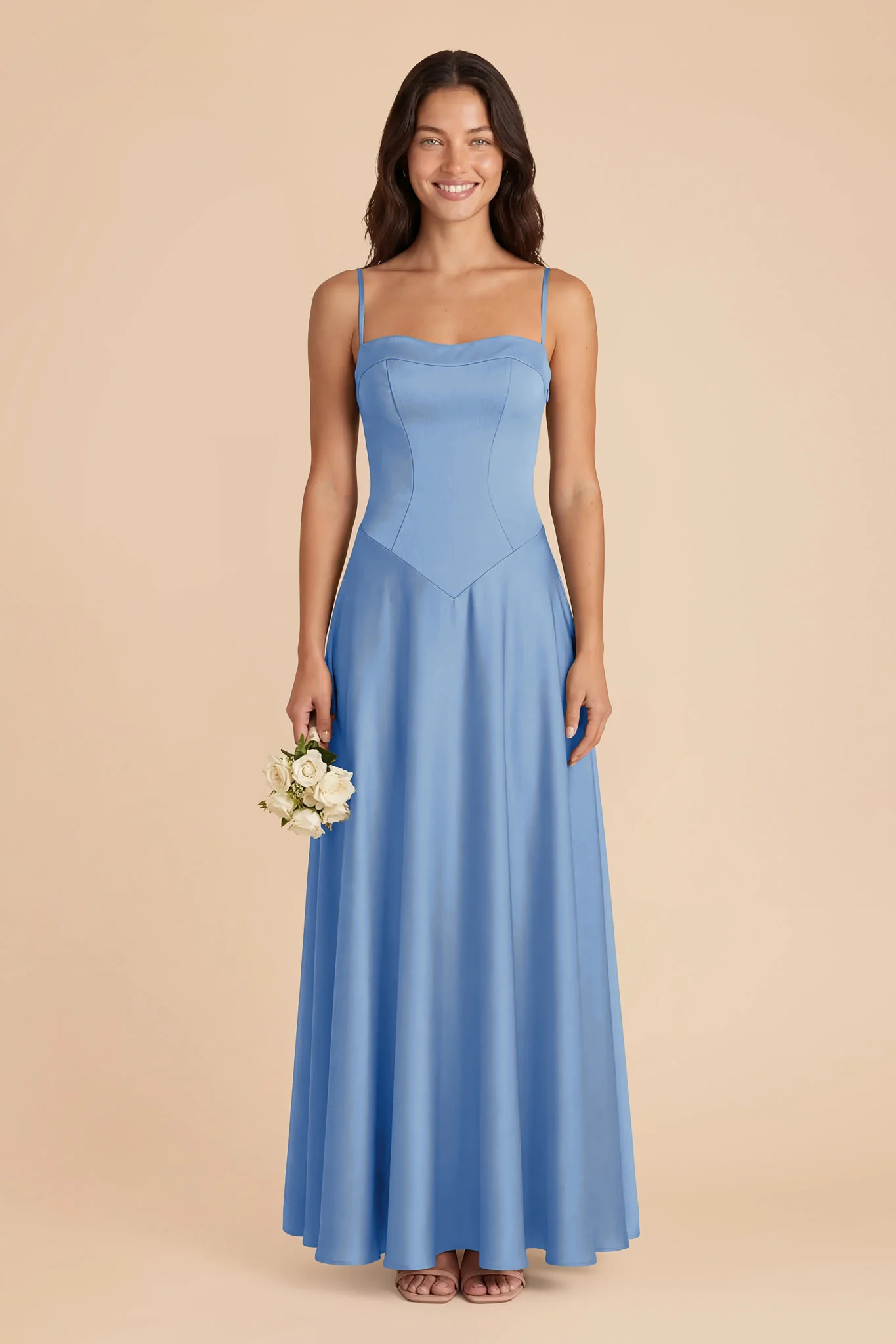 Mary Matte Satin Dress - Bluebell