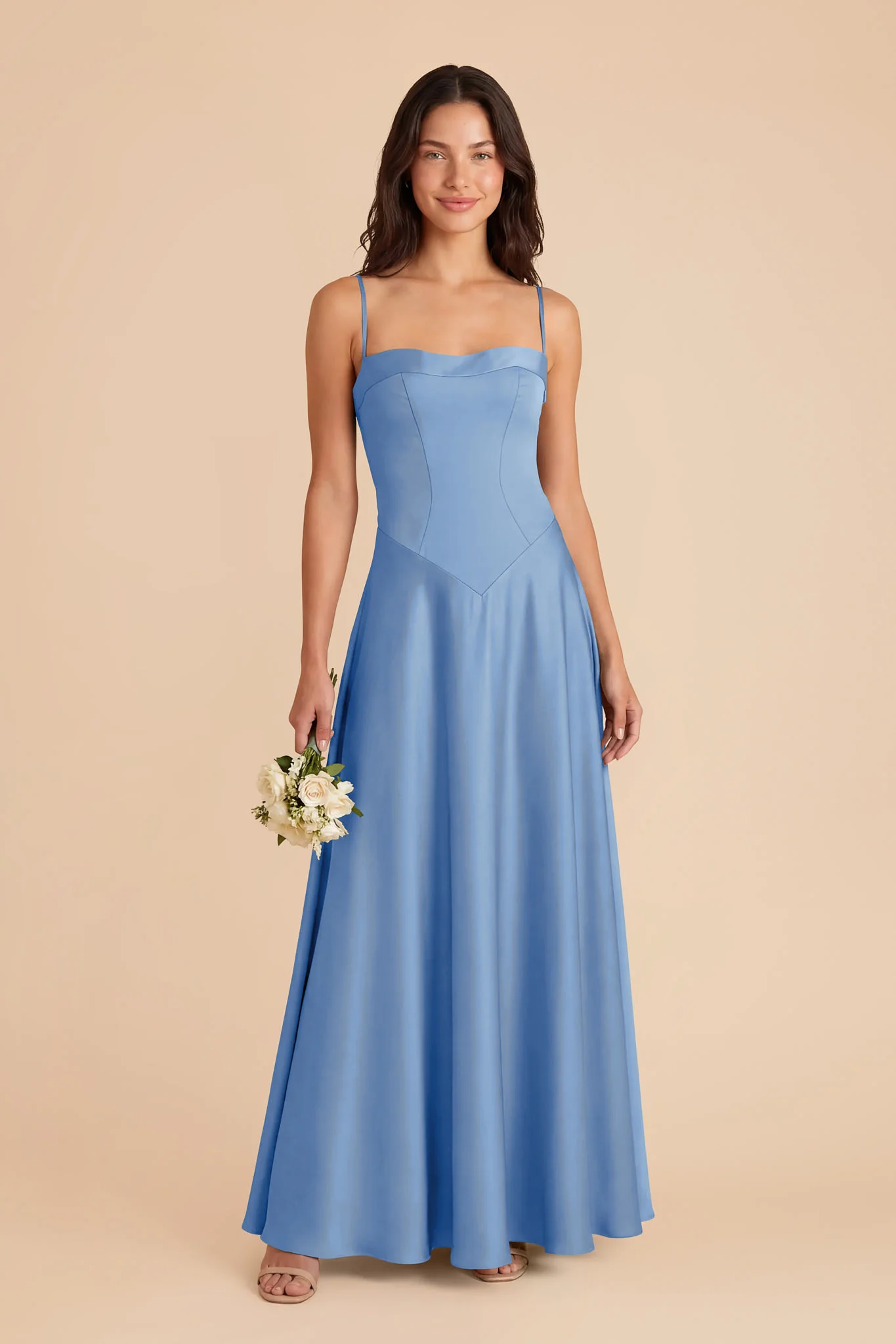 Mary Matte Satin Dress - Bluebell - Image 2