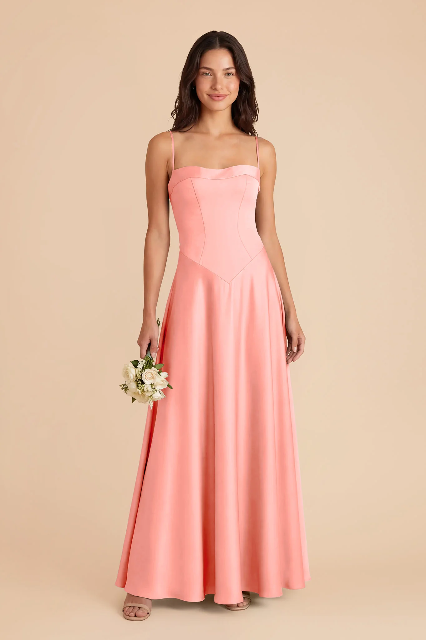 Mary Matte Satin Dress - Coral Pink - Image 2