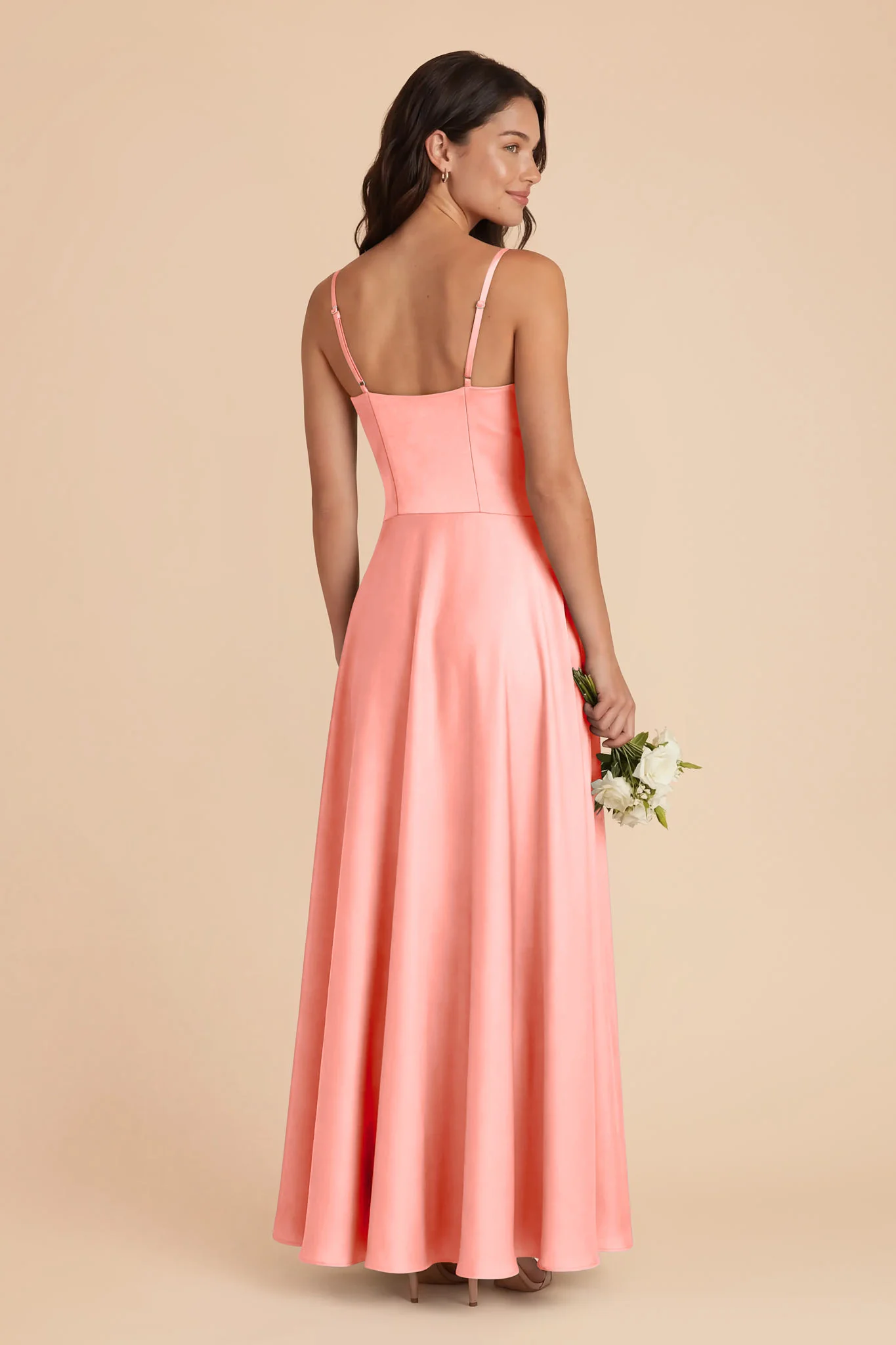 Mary Matte Satin Dress - Coral Pink - Image 3